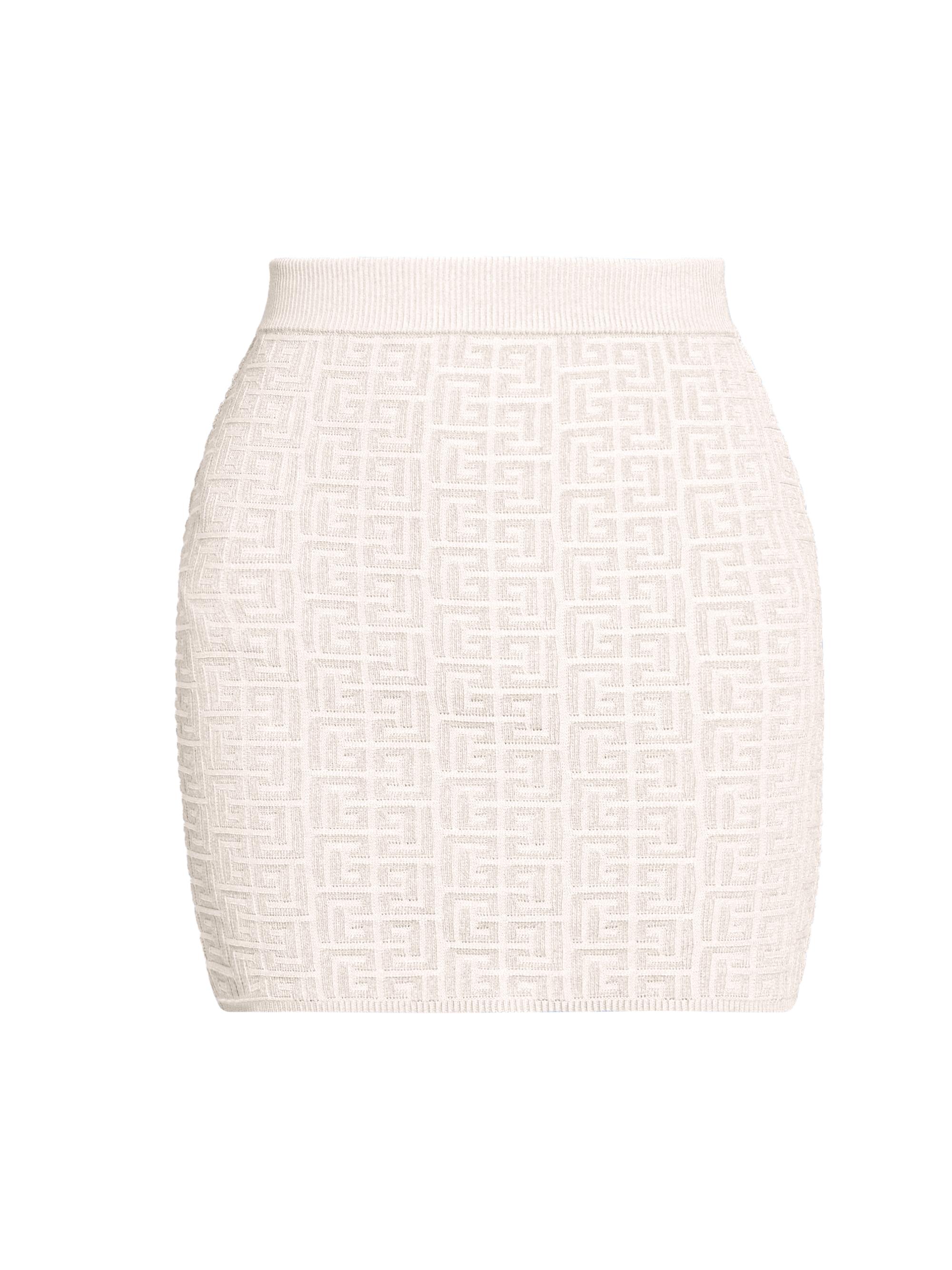 Balmain Women's Glitter Monogram Knit Miniskirt - Natural Brillant