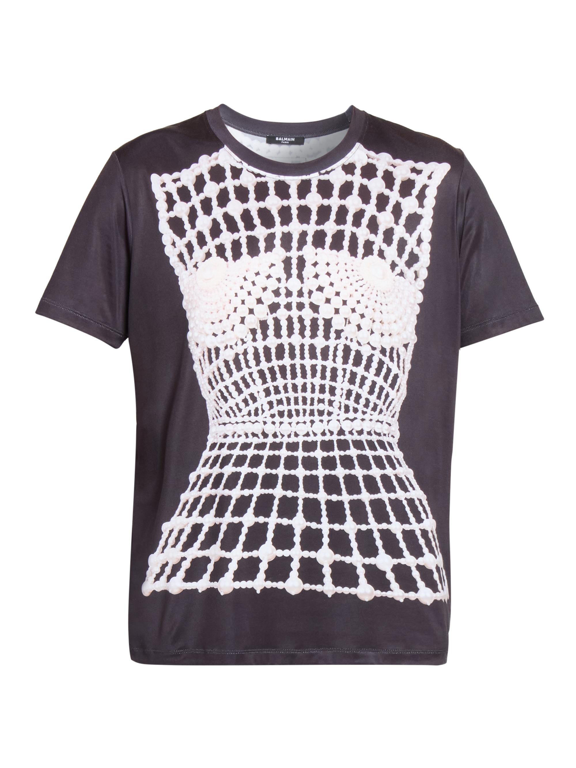 Balmain Embellished Logo Cotton Crop T-Shirt | Saks Fifth Avenue