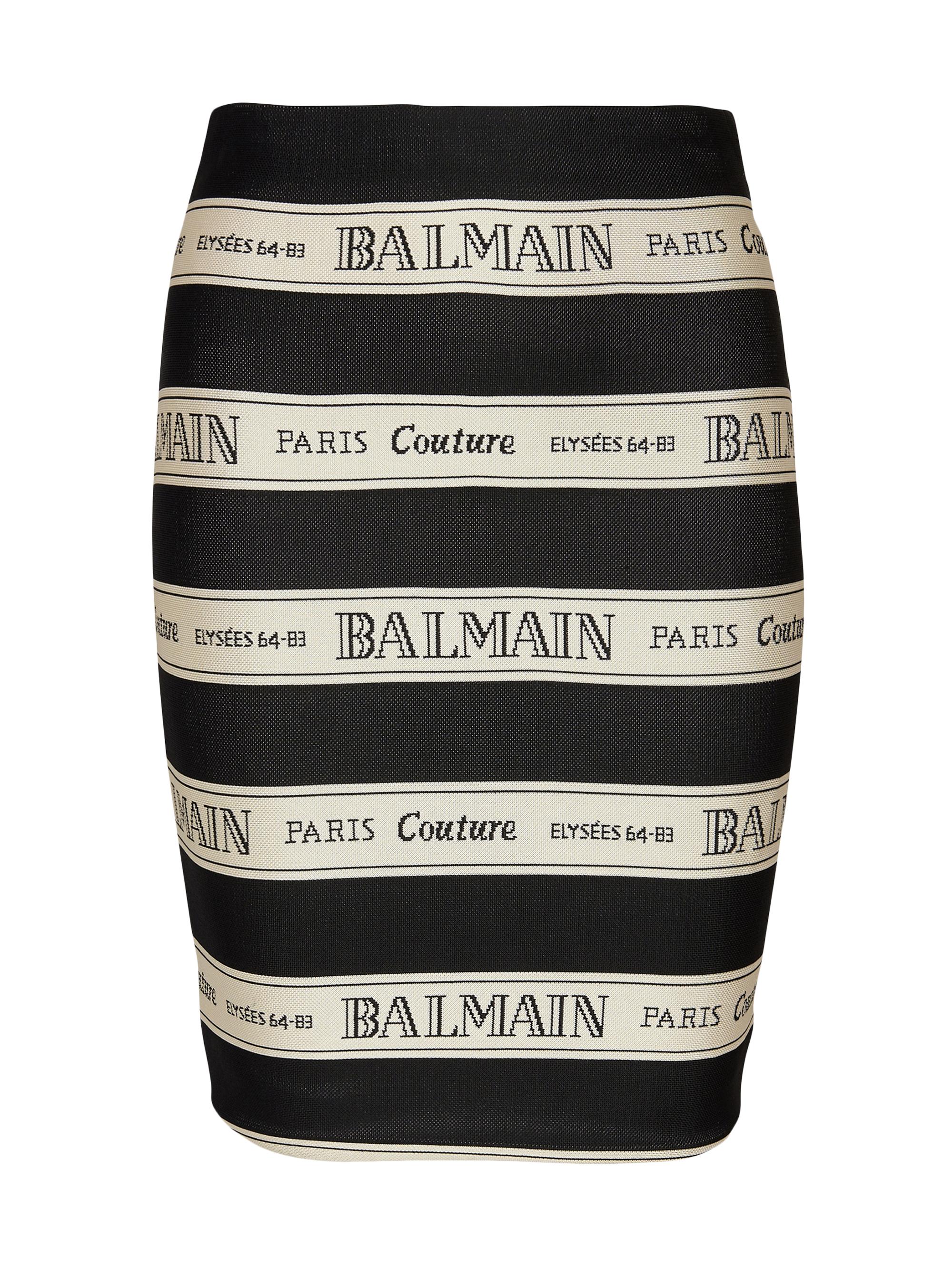Balmain Women's Logo Striped Jacquard Miniskirt - Noir Beige