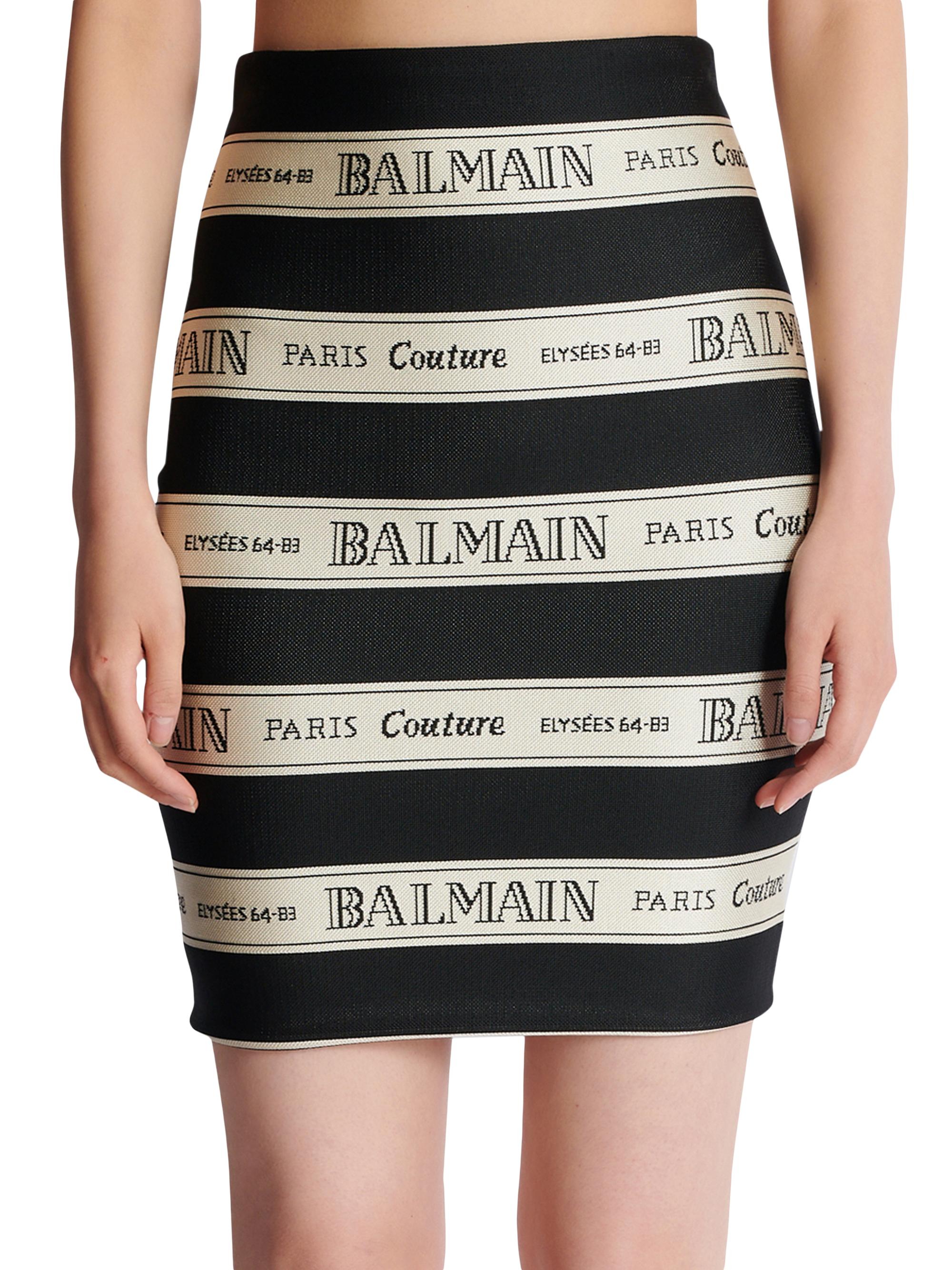 Balmain Logo Striped Jacquard Miniskirt | Saks Fifth Avenue