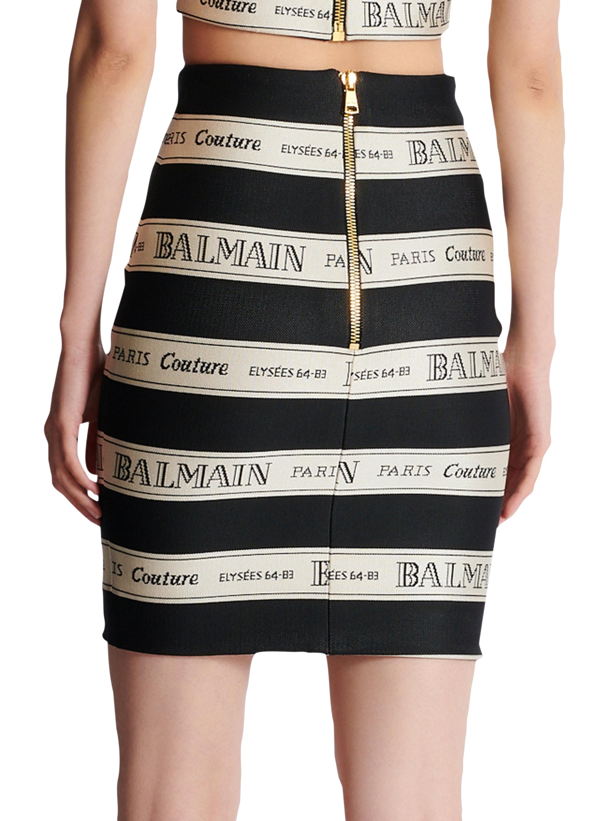 Balmain Logo Striped Jacquard Miniskirt | Saks Fifth Avenue