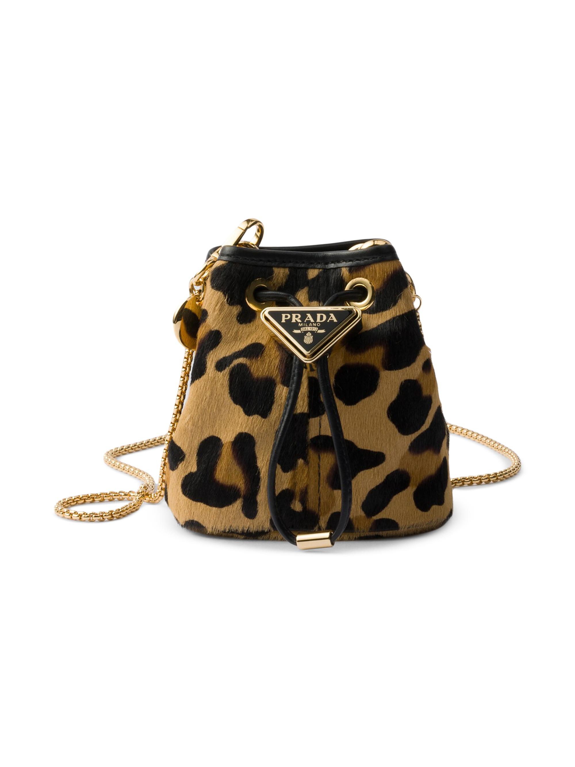 Prada Women's Printed Leather Mini Pouch - Beige Khaki