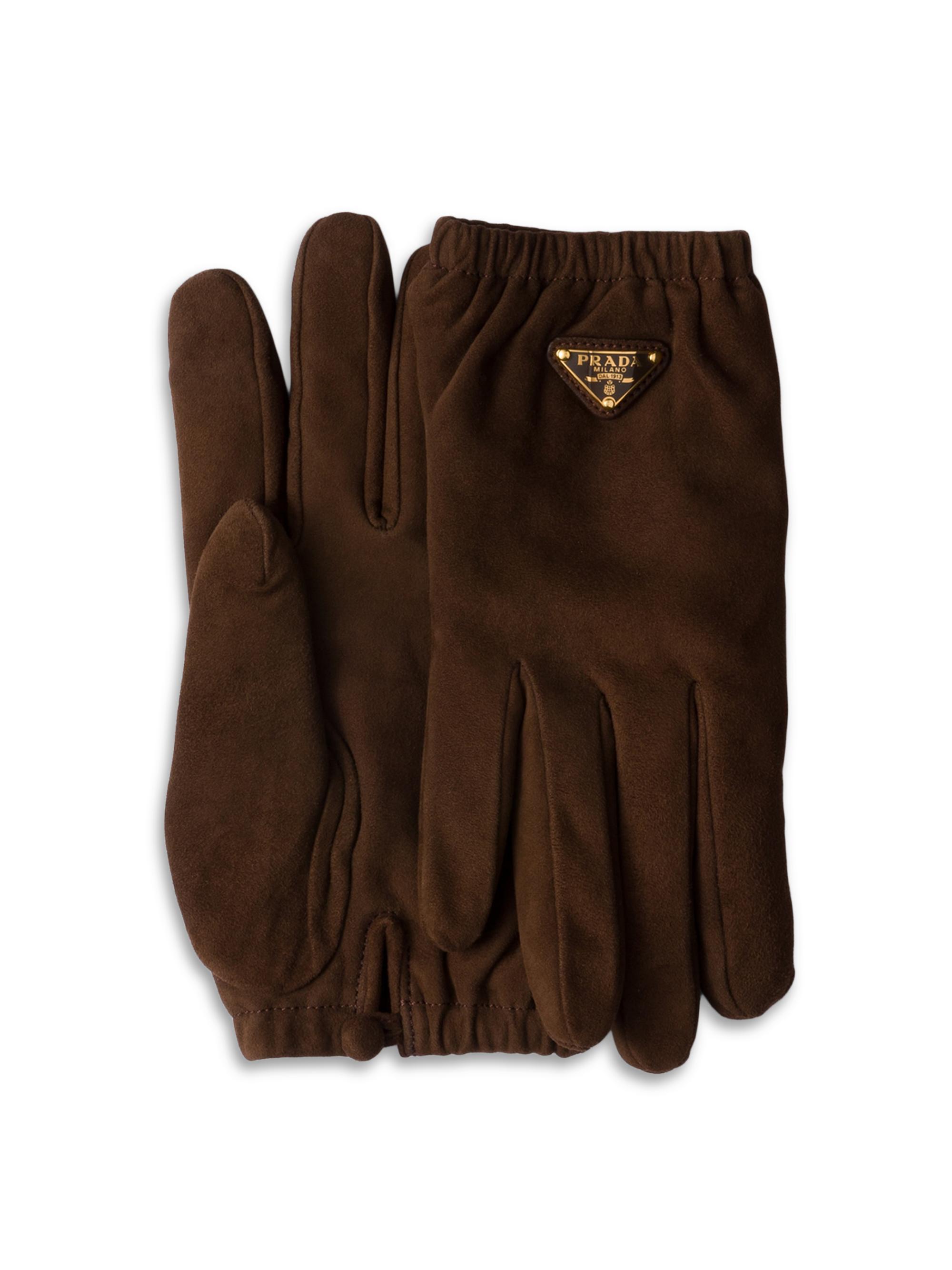 Prada Women's Suede Gloves - Brown