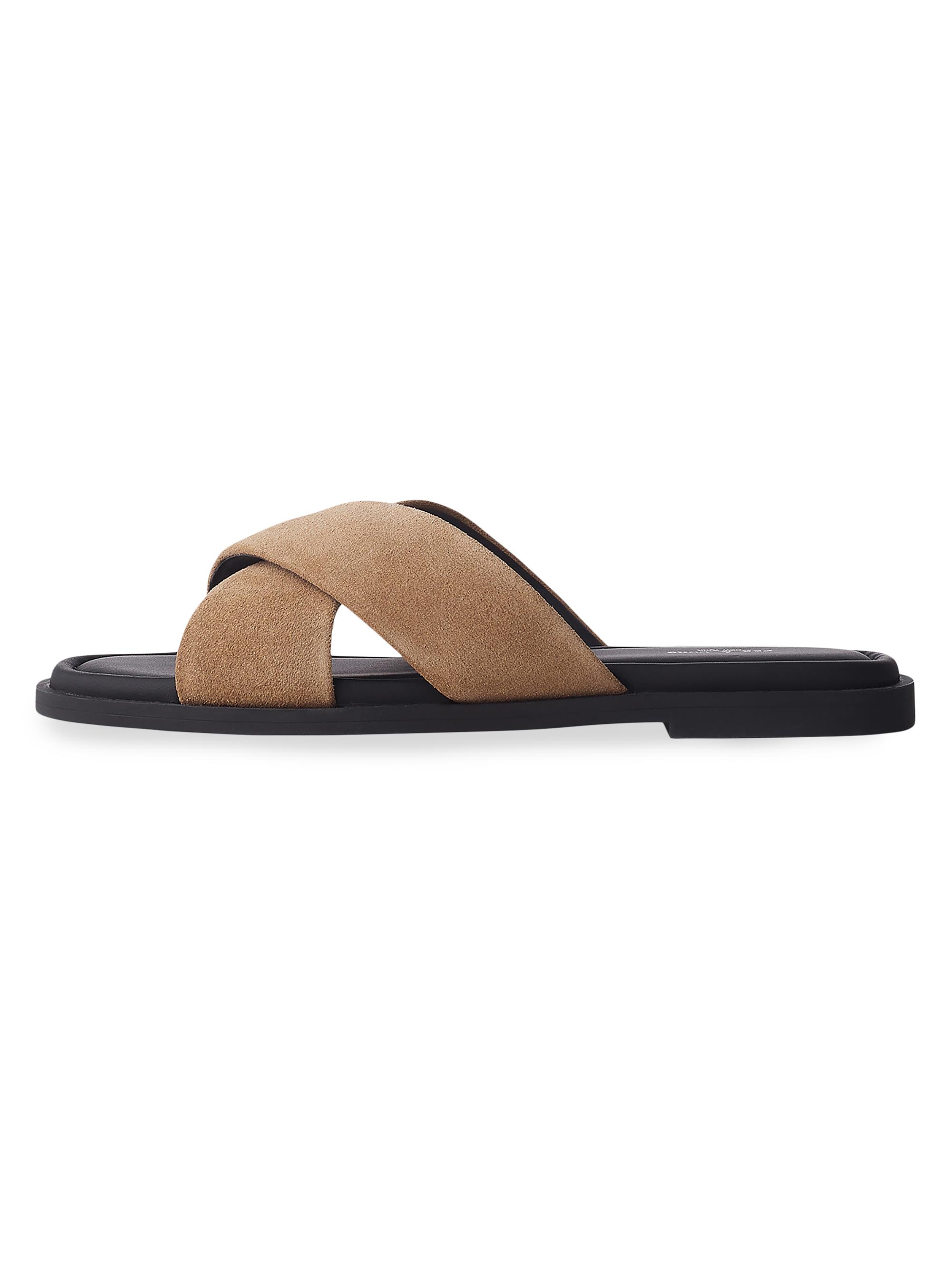 rag & bone Women's Geo Cross-Strap Suede Sandals - Camel Suede