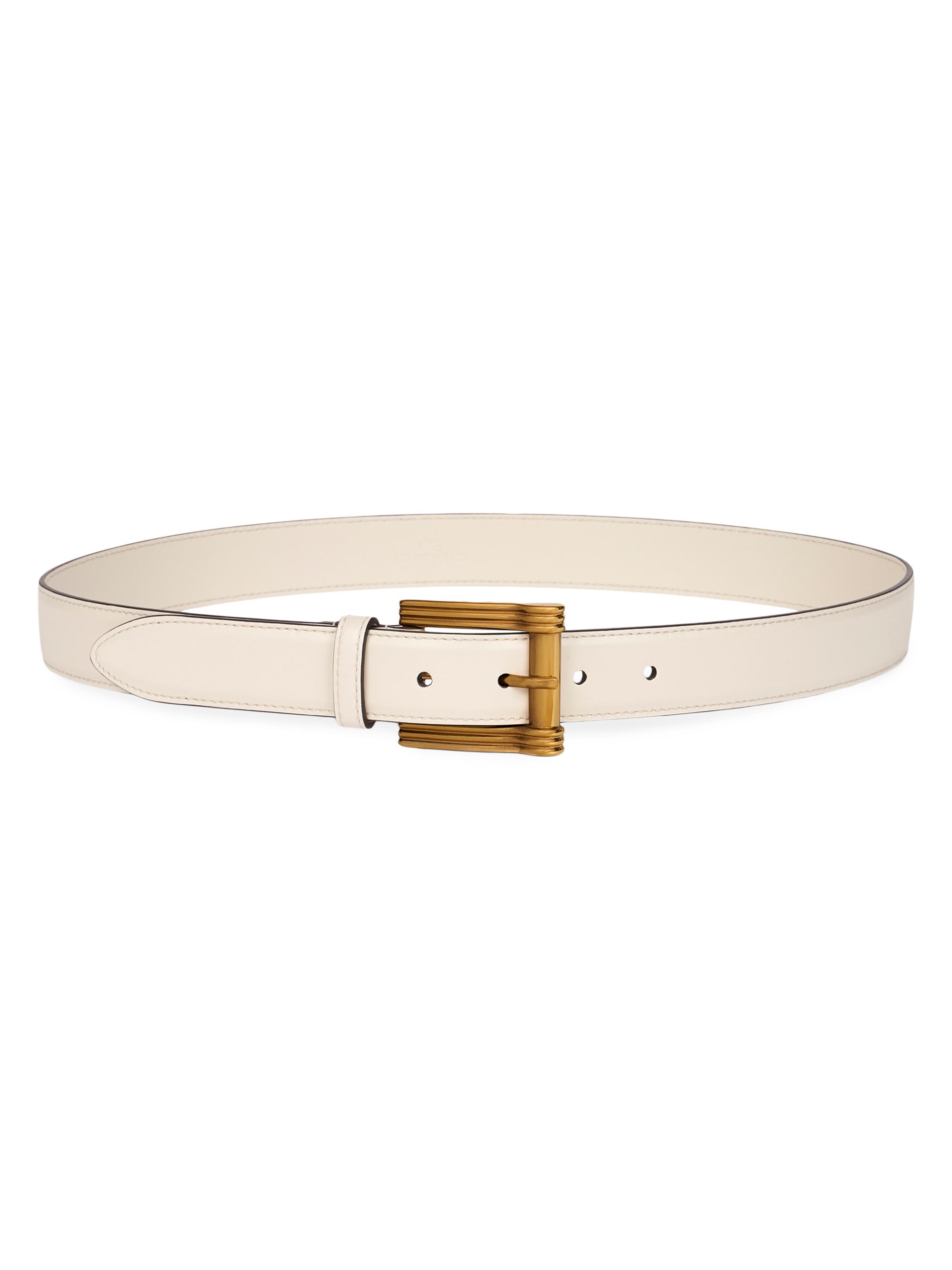 Etro Women's Leather Goldtone Buckle Belt - Bianco Latte