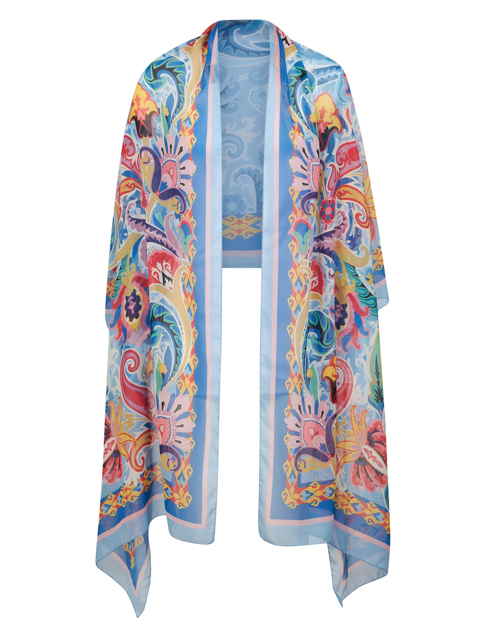 Etro Women's Paisley Drape Silk Shawl - Blue
