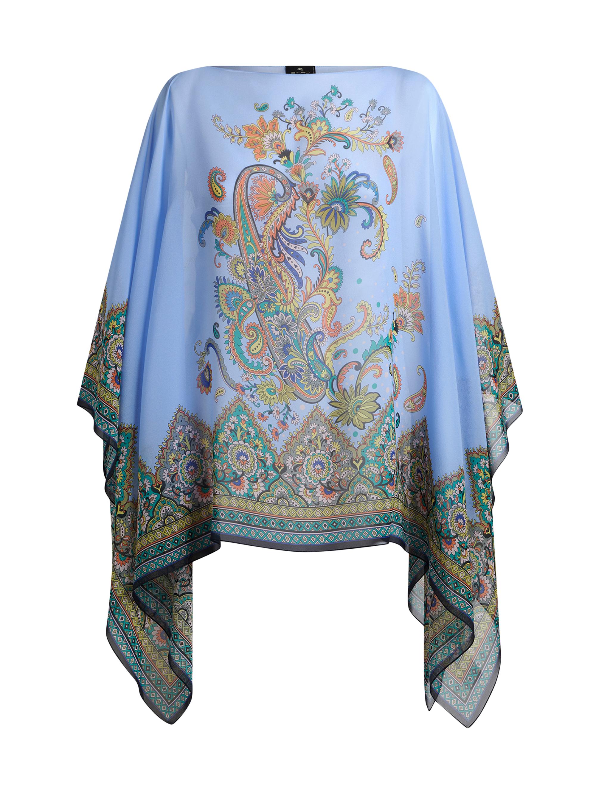 Etro Women's Paisley Silk Drape Top - Blue
