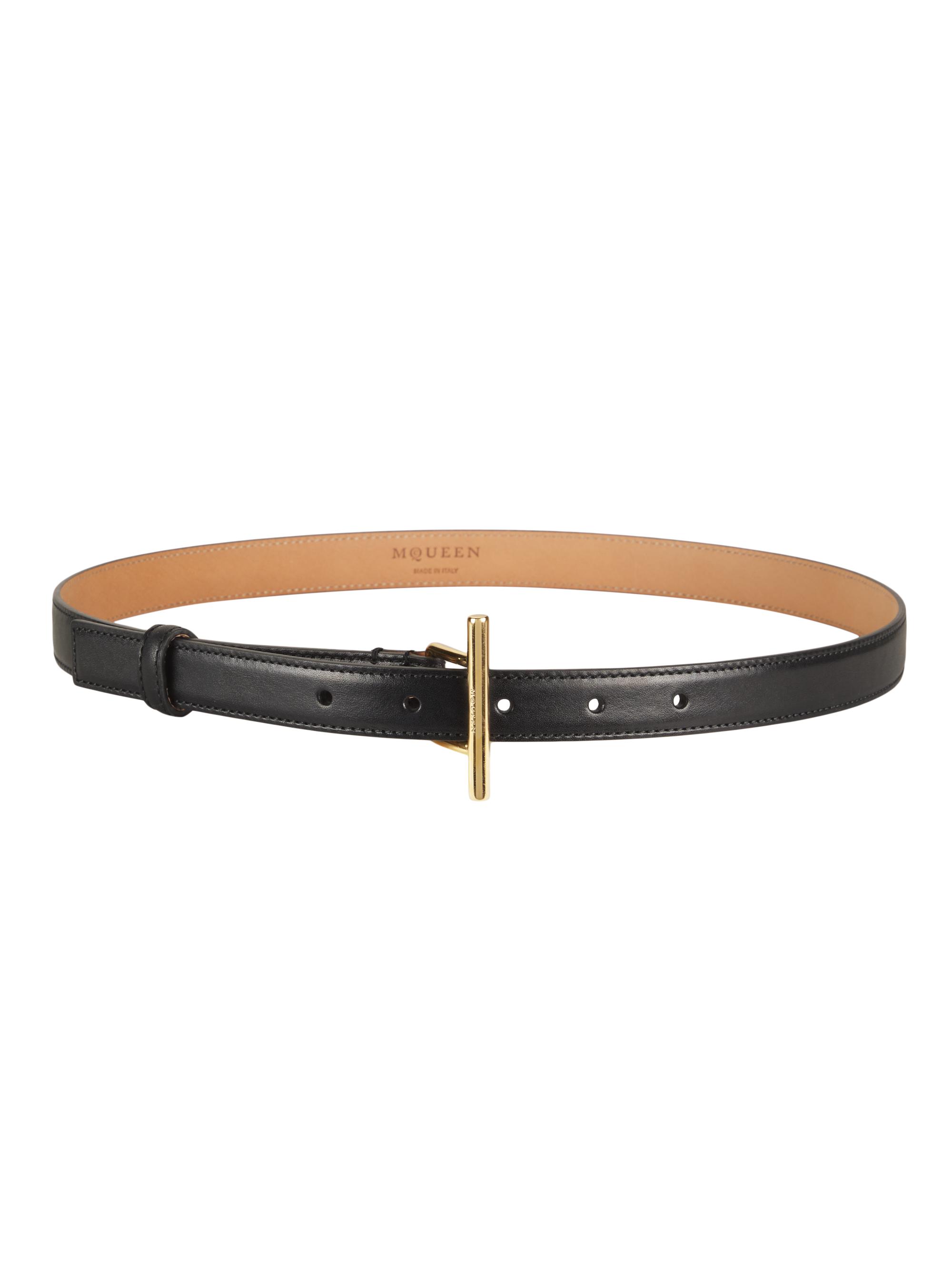 McQueen Women's Sling Leather Belt - Black Gold