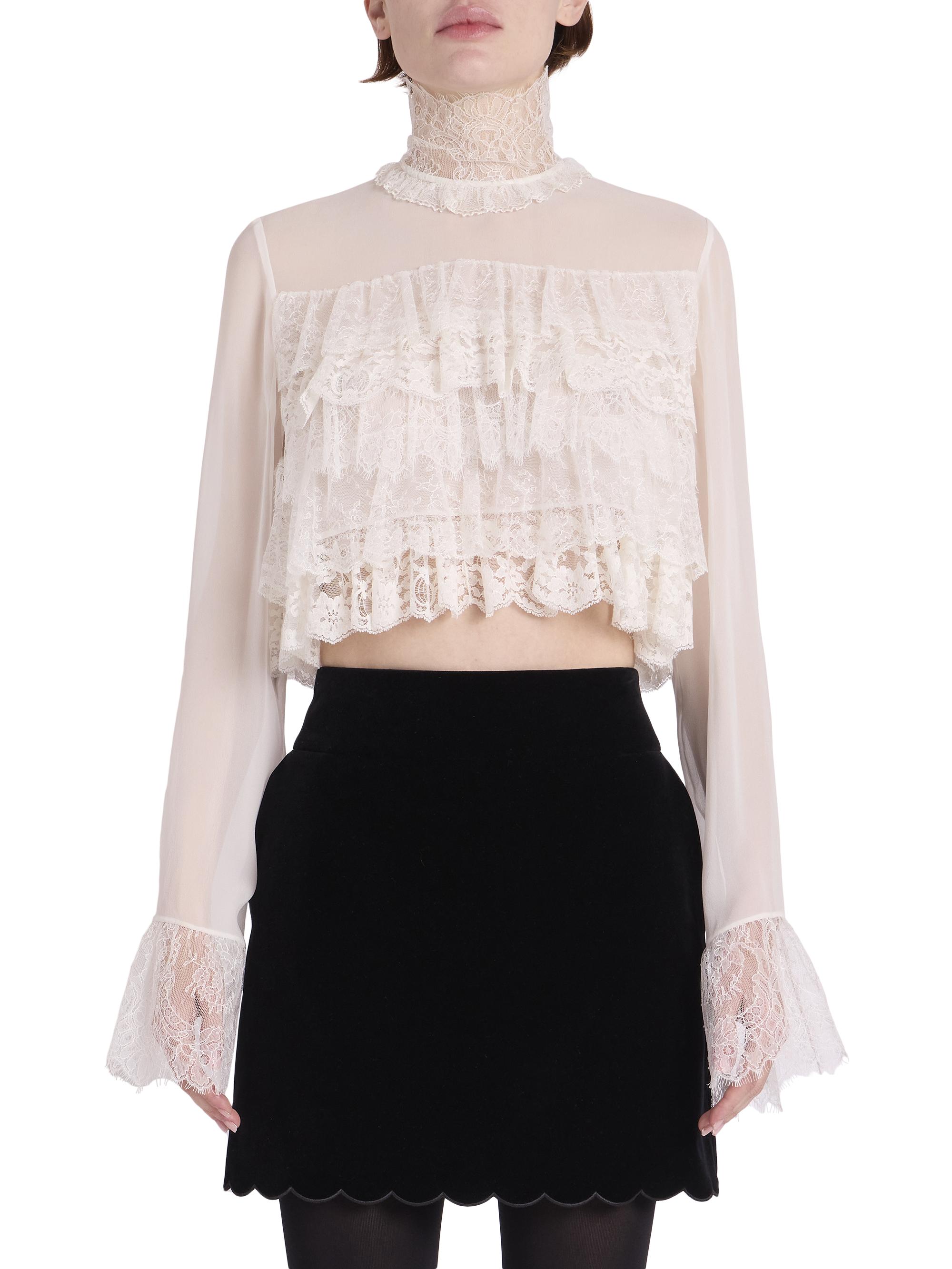 Chloé Lace Ruffle Crop Top | Saks Fifth Avenue