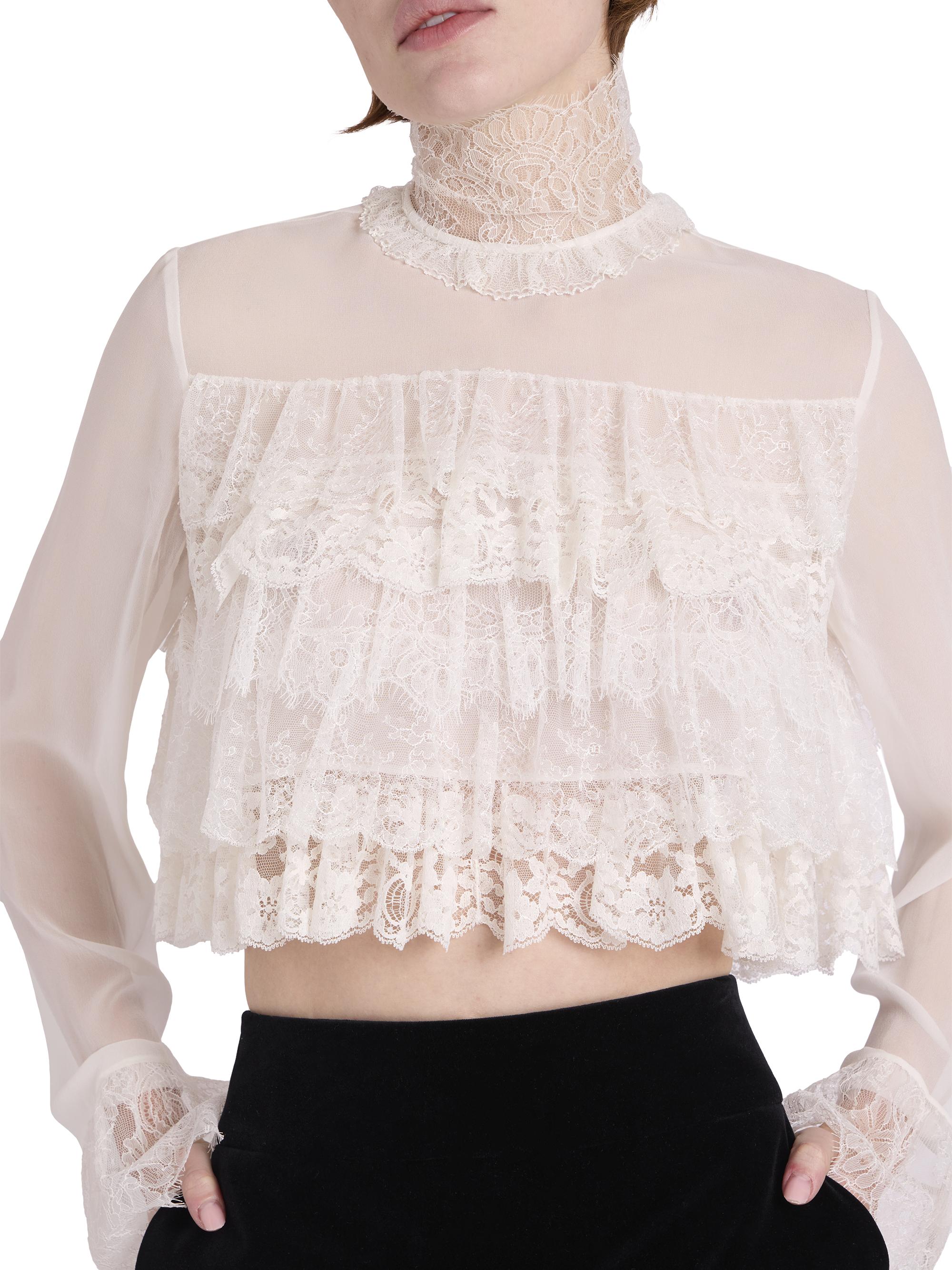 Chloé Lace Ruffle Crop Top | Saks Fifth Avenue