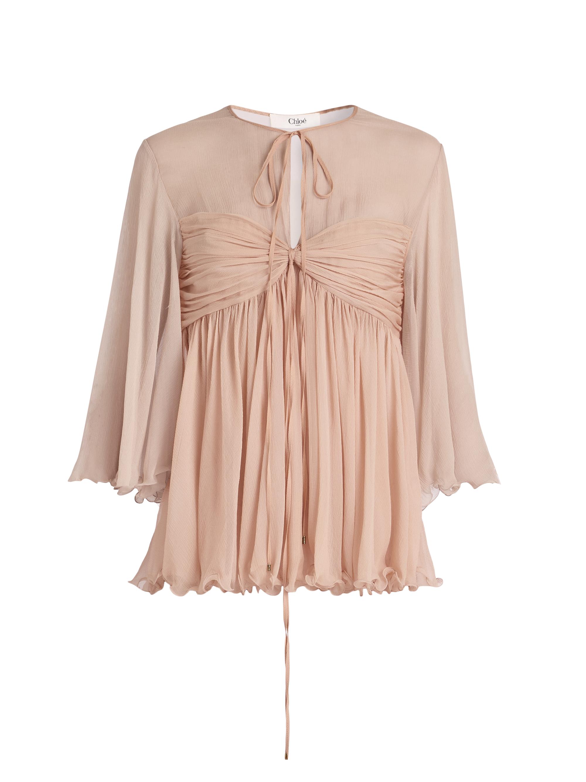 Chloé Women's Gathered Silk Georgette Blouse - Tender Peach