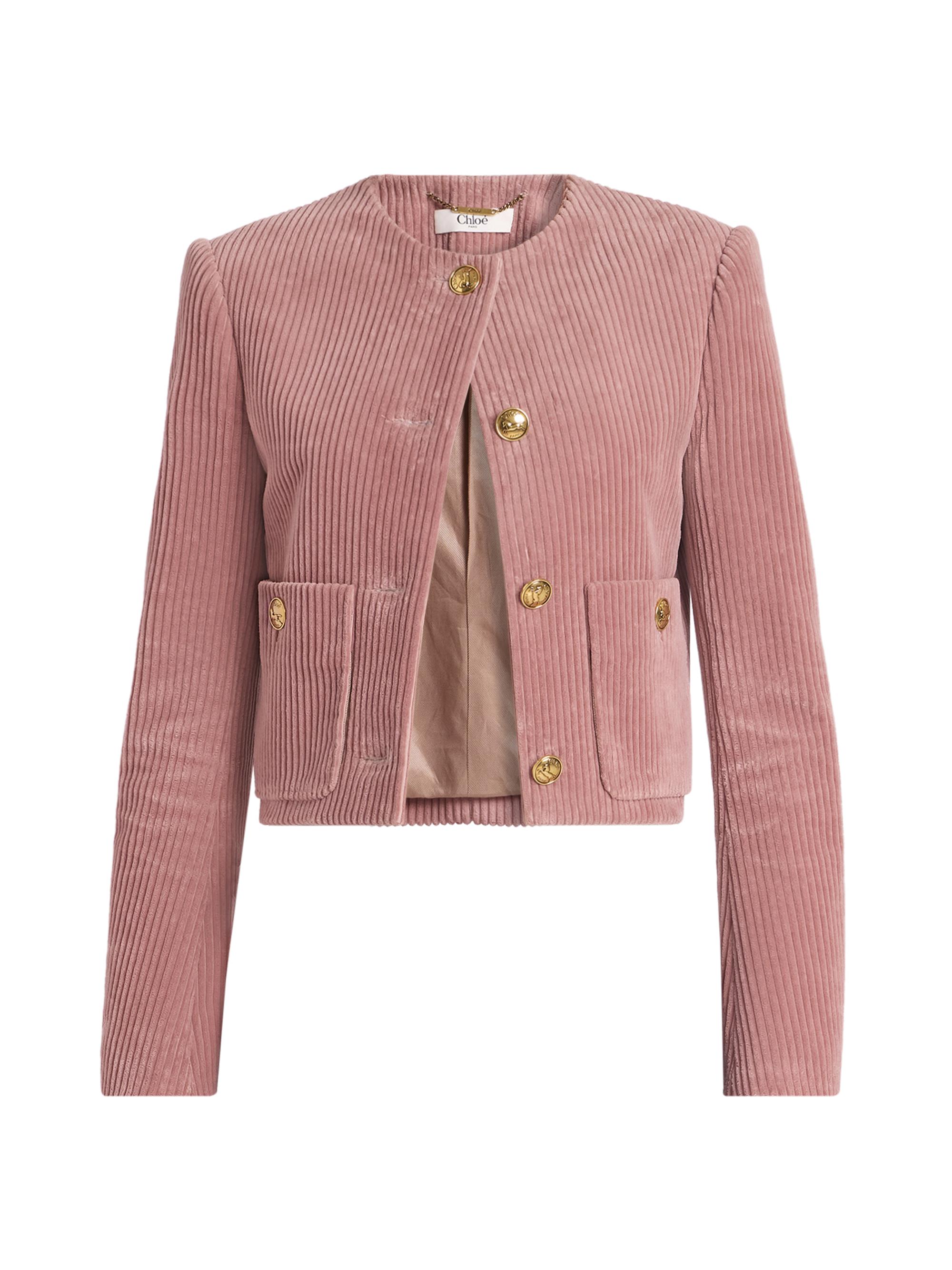 Chloé Women's Corduroy Cropped Jacket - Wild Pink