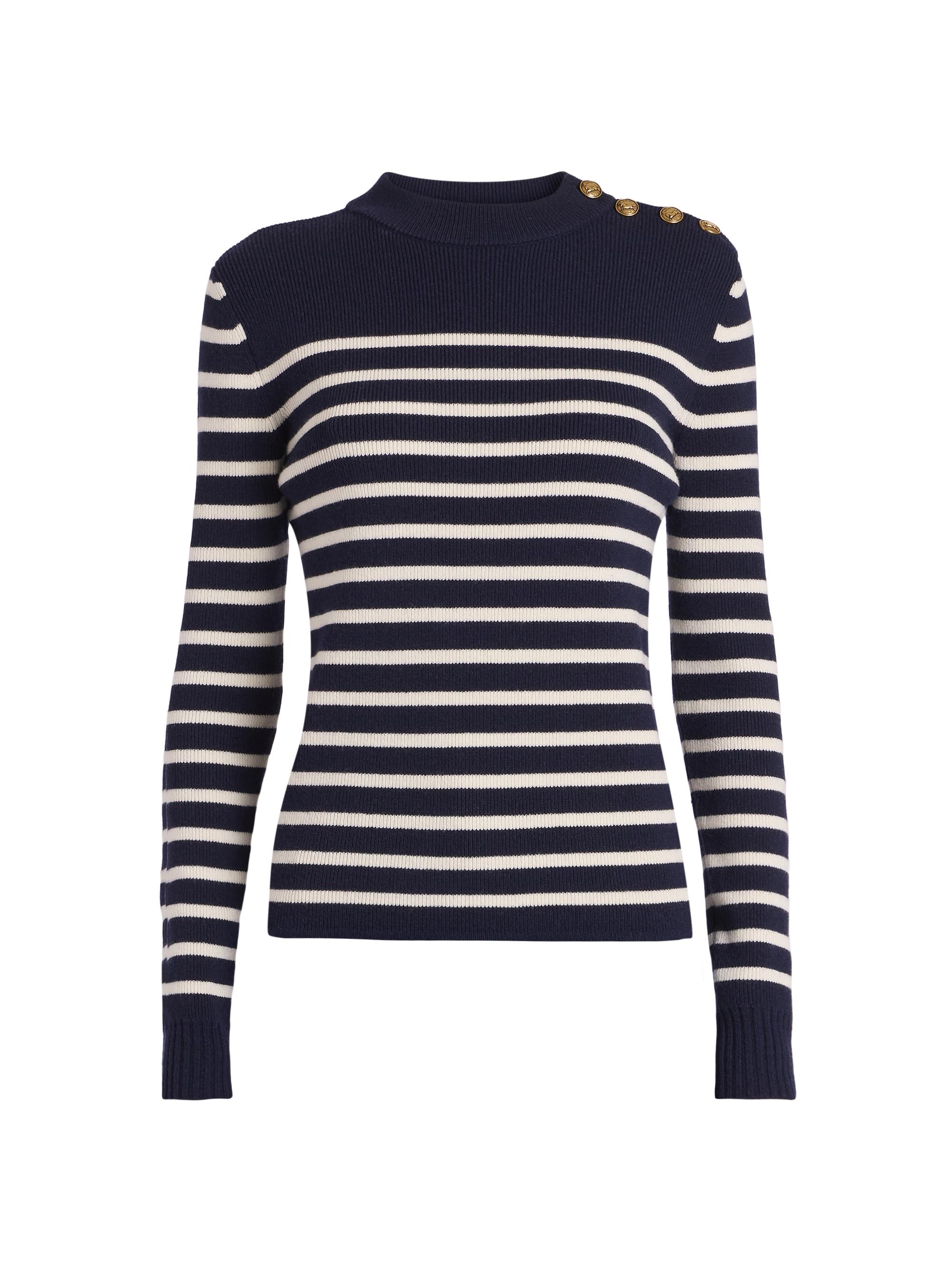 Chloé Women's Striped Wool-Blend Crewneck Sweater - Blue White