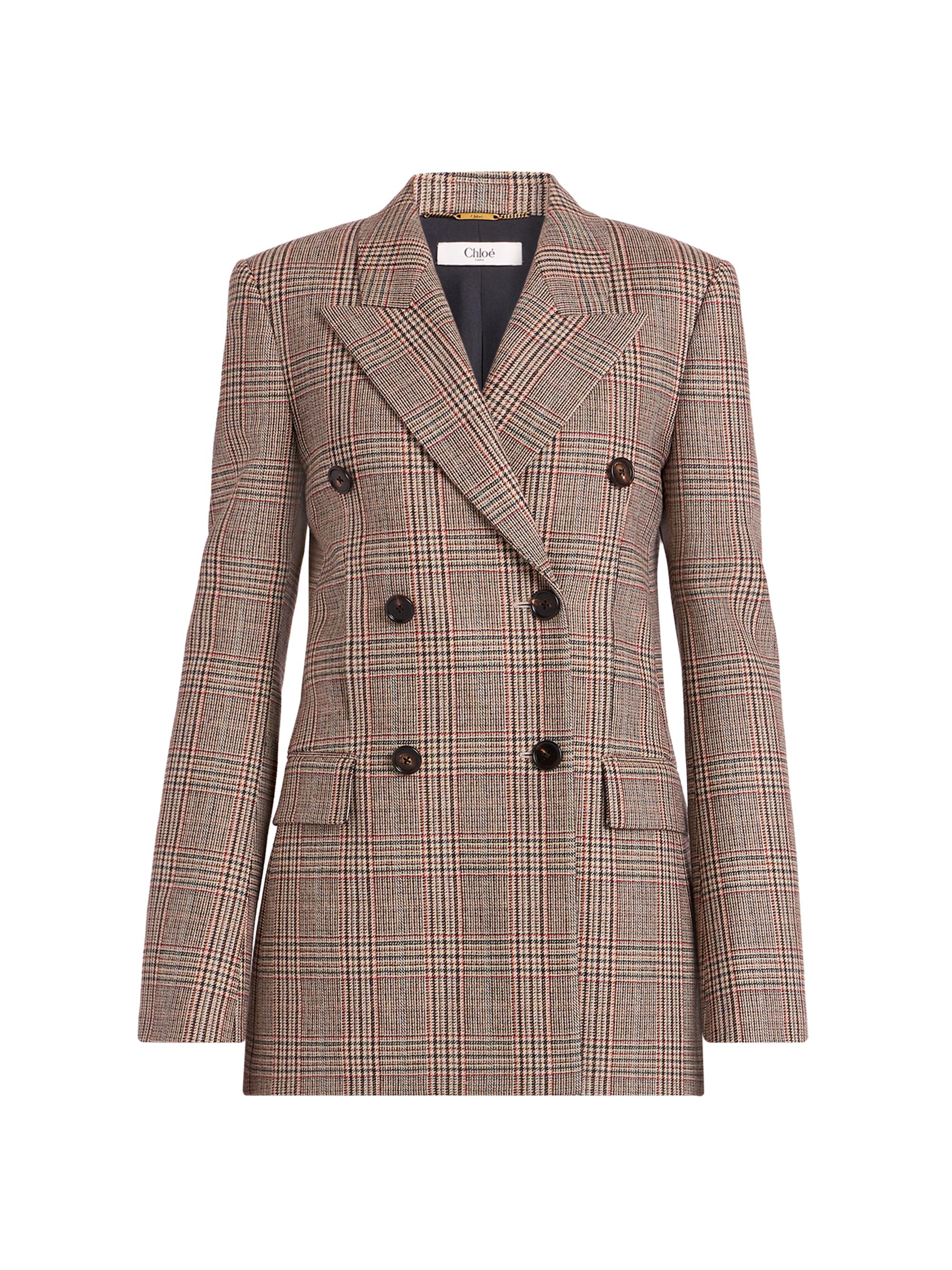 Chloé Women's Check Wool-Blend Double-Breasted Blazer