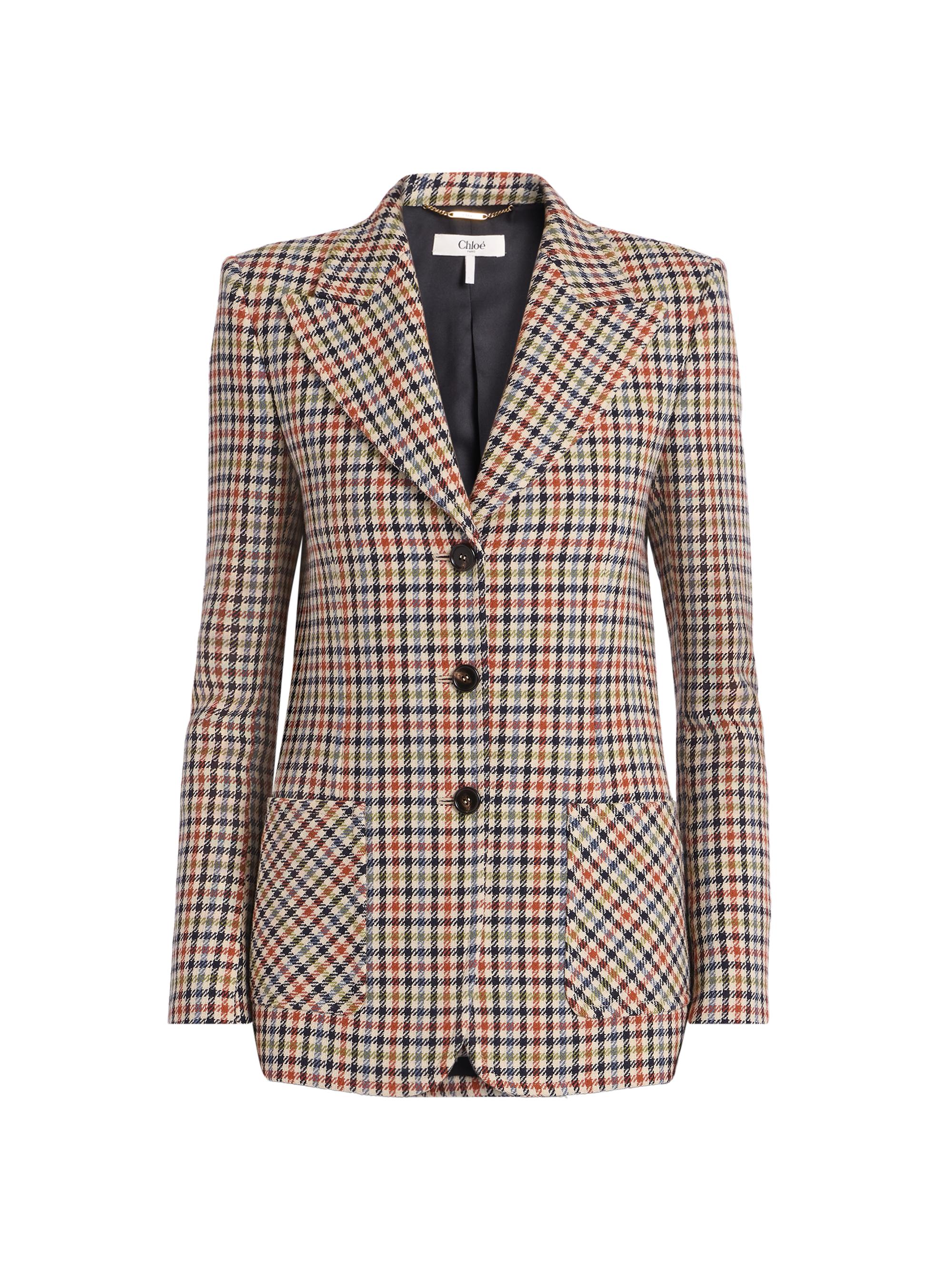 Chloé Houndstooth Wool-Blend Single-Breasted Blazer | Saks Fifth