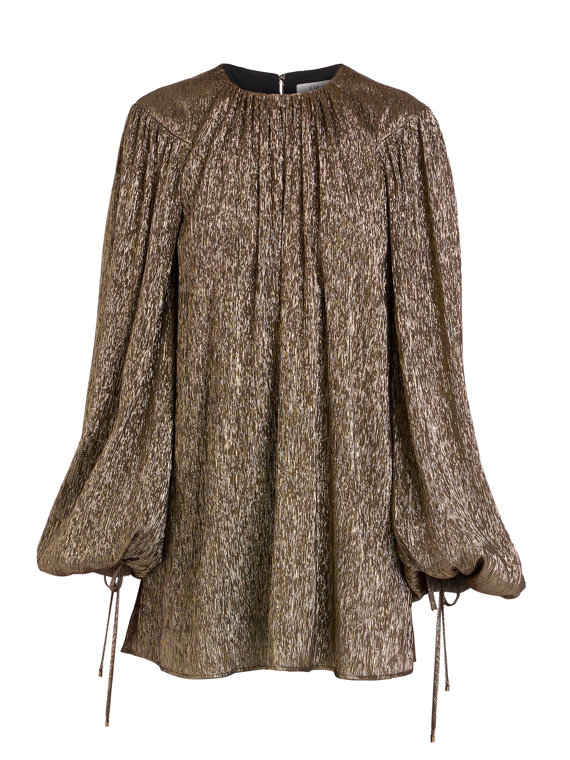 Chloé Women's Silk-Blend Lamé Minidress - Black Gold