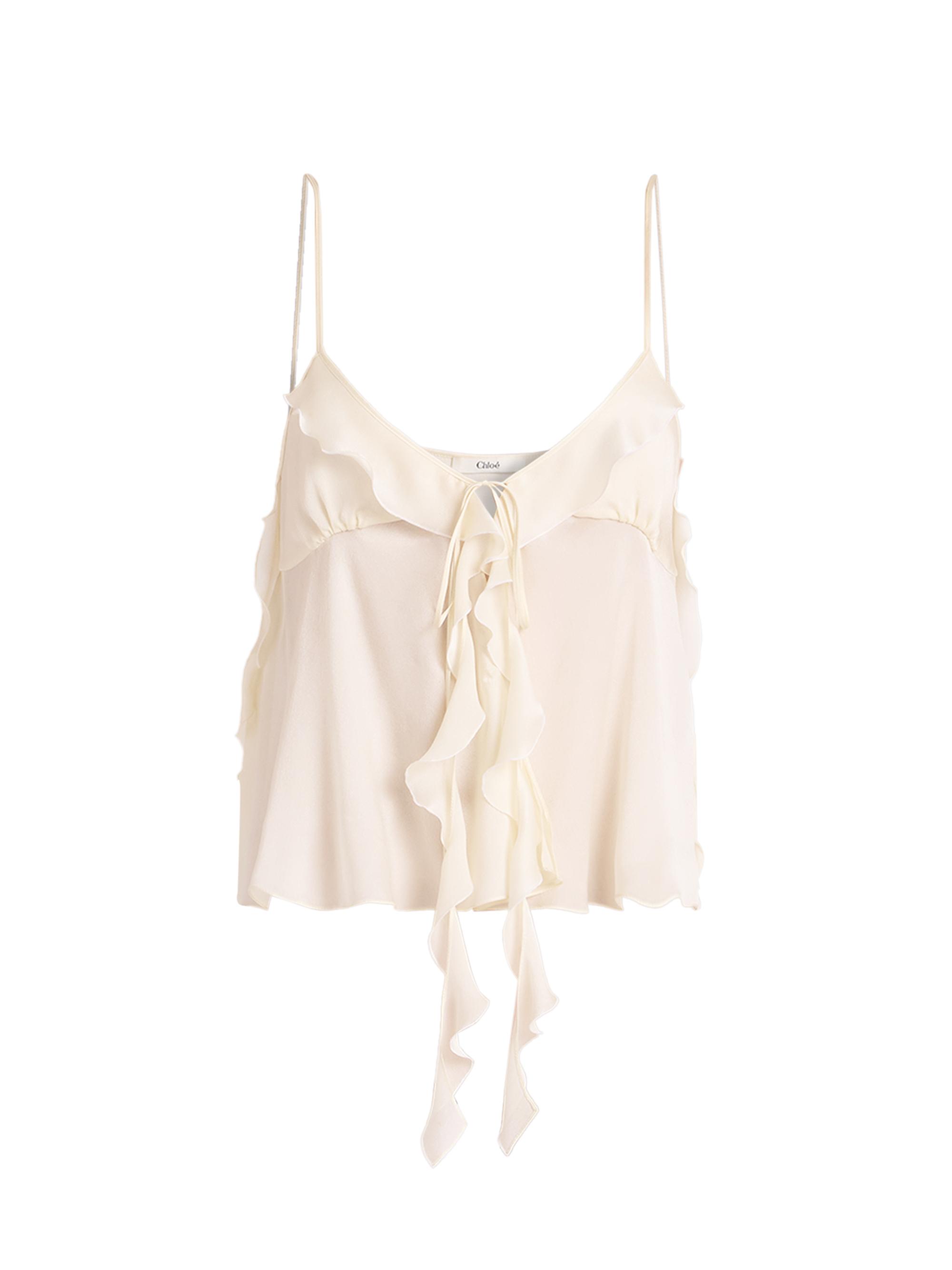 Chloé Women's Silk Tie-Front Cami Top - Dusty White