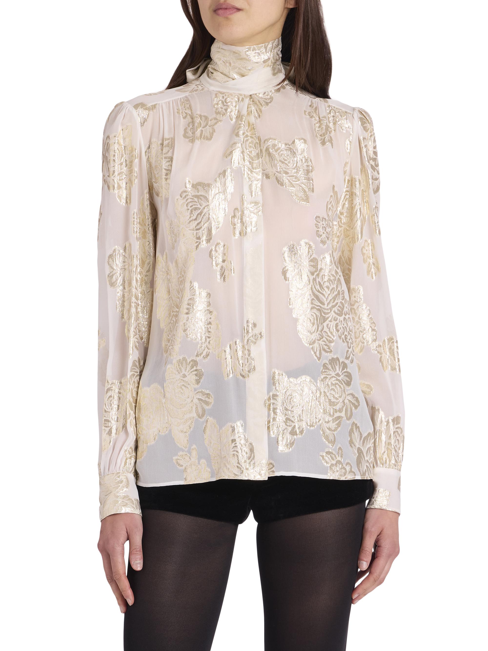 トップス Floral Jacquard Hight Neck Blouse ecru Floral Jacquard Hight Neck Blouse - ecru - Mame Kurogouchi