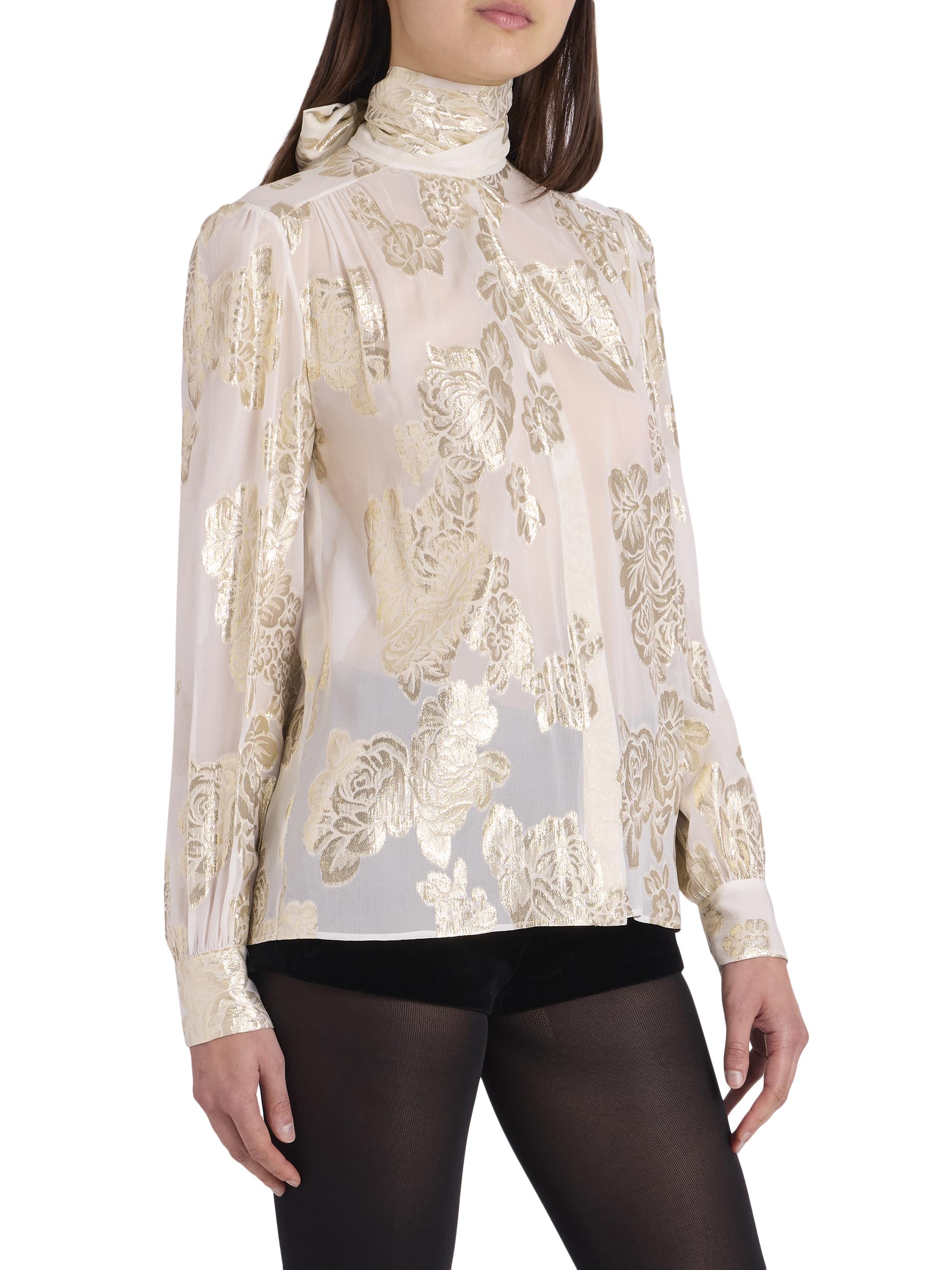 Chloé Metallic Floral Jacquard Silk Blouse | Saks Fifth Avenue