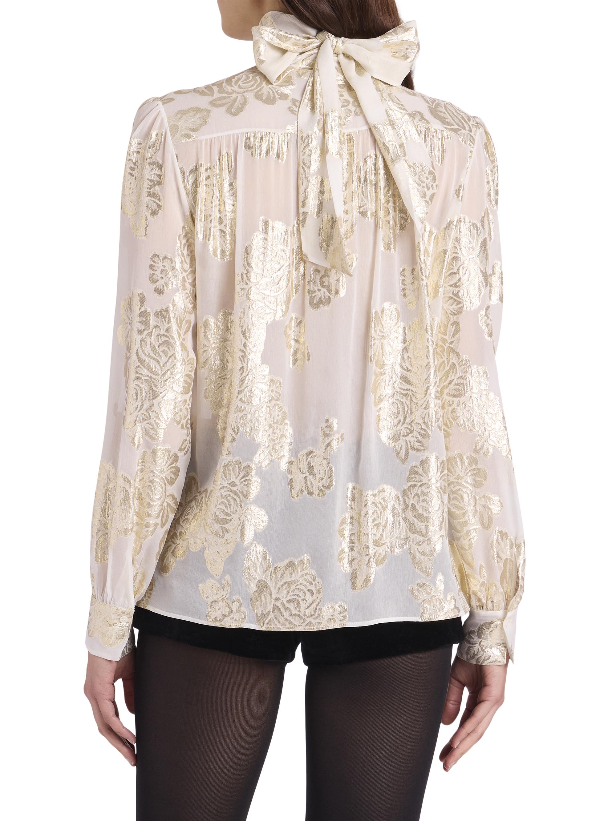 Chloé Metallic Floral Jacquard Silk Blouse | Saks Fifth Avenue