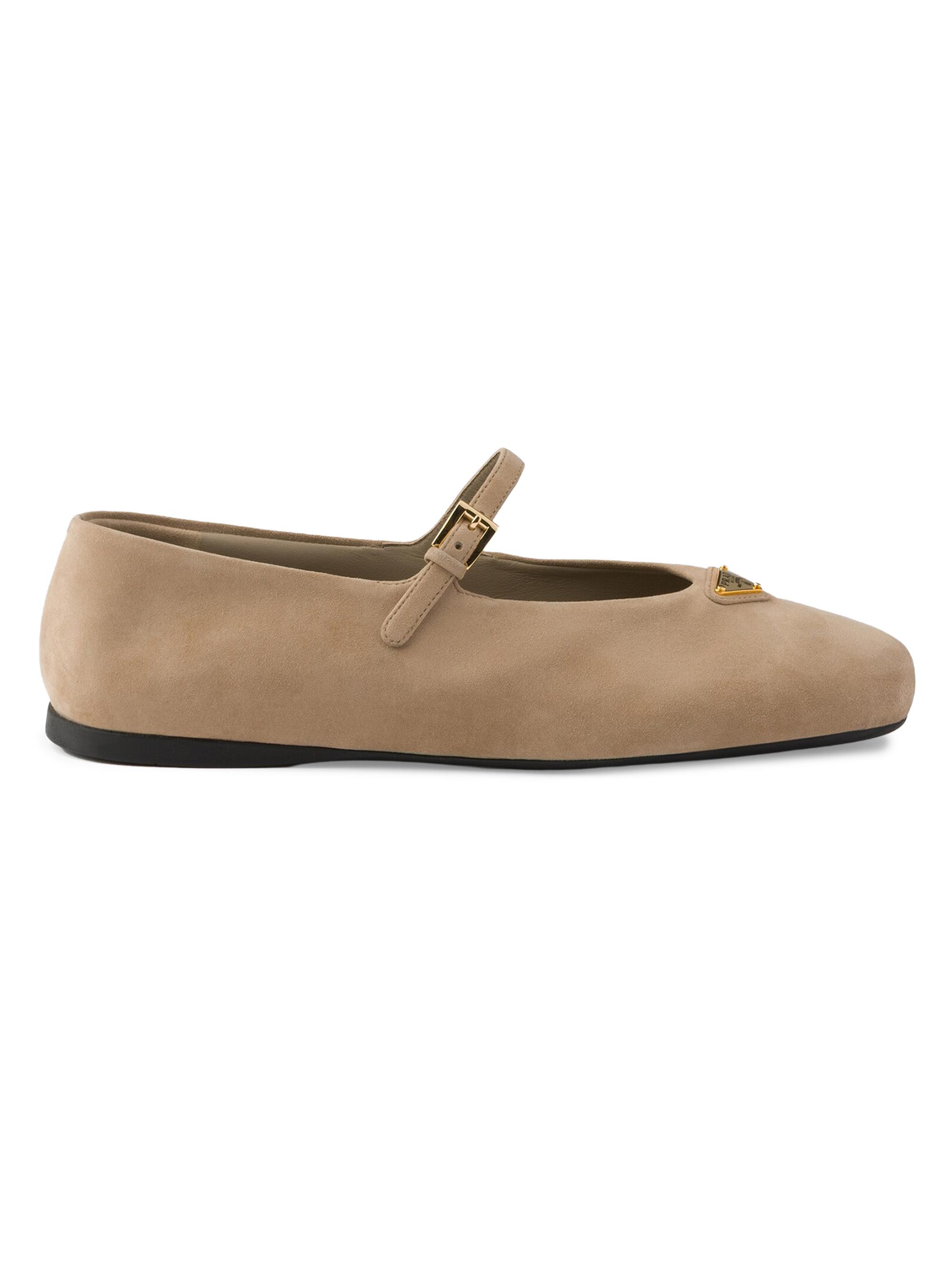 Prada Women's Suede Ballerinas - Beige Khaki
