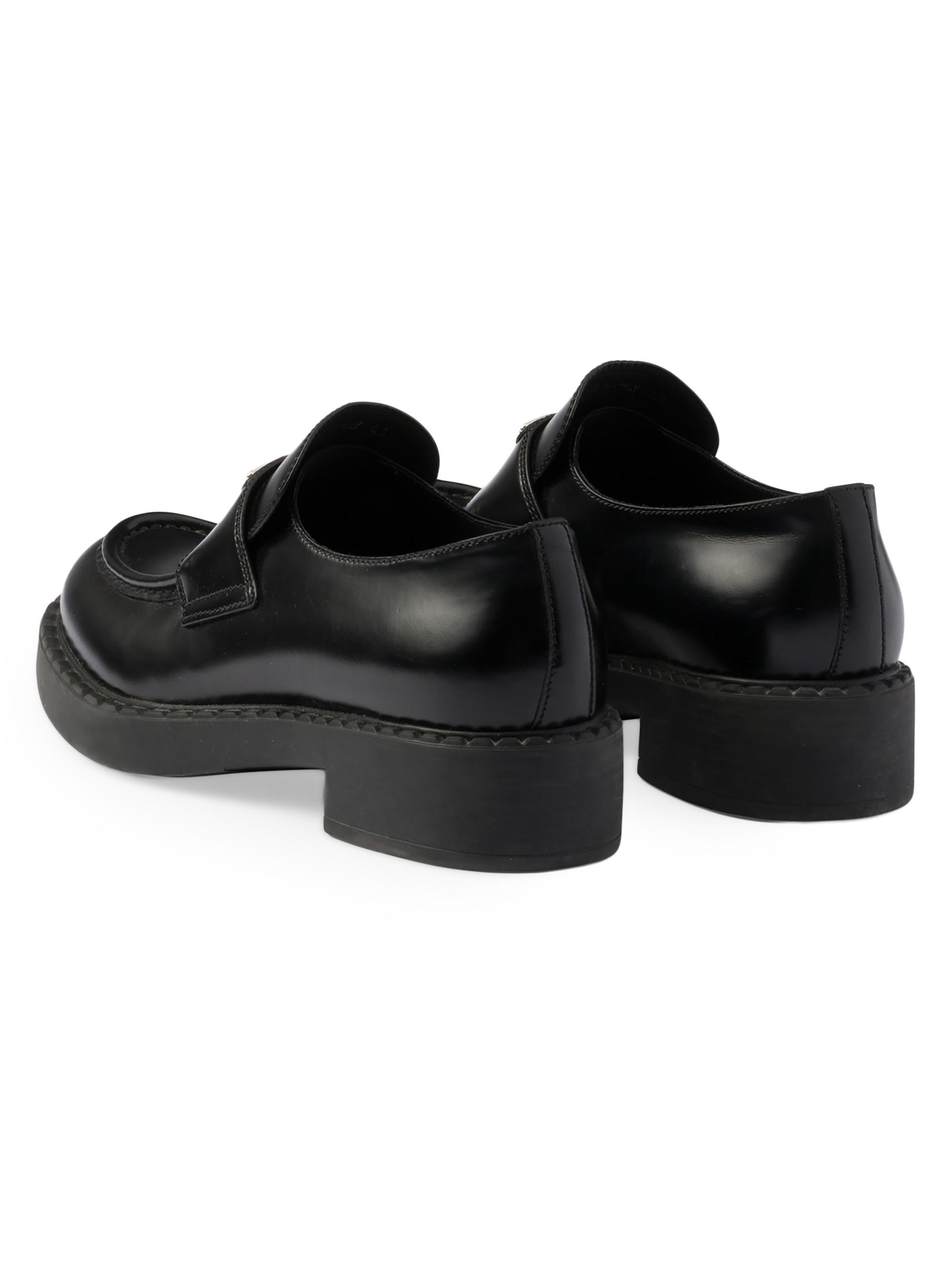 Prada Women's Chocolate Brushed Leather Loafers | Saks Fifth Avenue