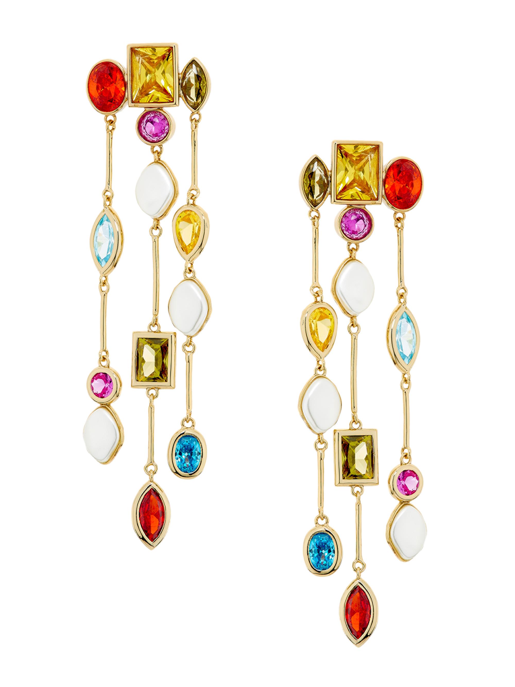 Ramy Brook Women's Millie Goldtone & Crystal Drop Earrings - Multi Color