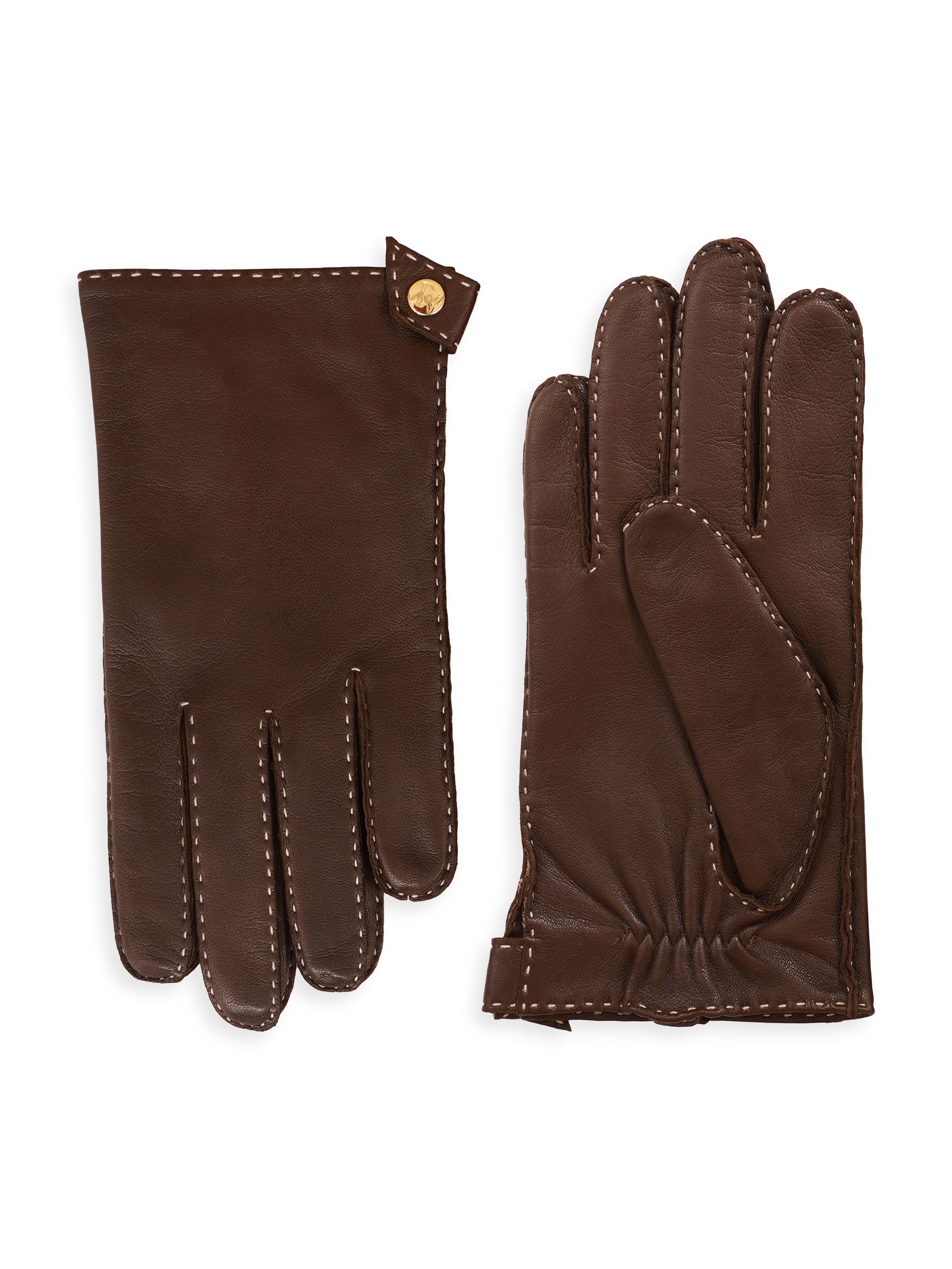 Frances Valentine Women's Hand-Stitched Vintage Leather Gloves - Brown
