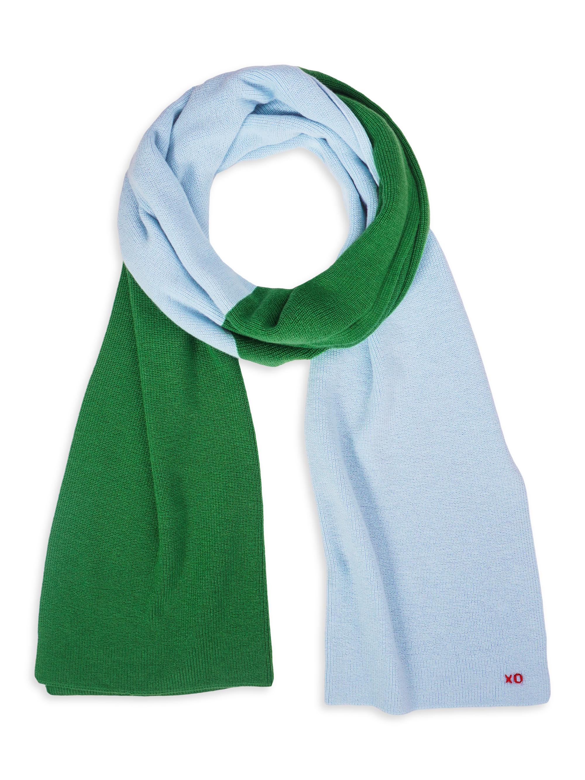 Frances Valentine Women's Colorblock Cardigan-Stitch Blanket Scarf - Navy Multi