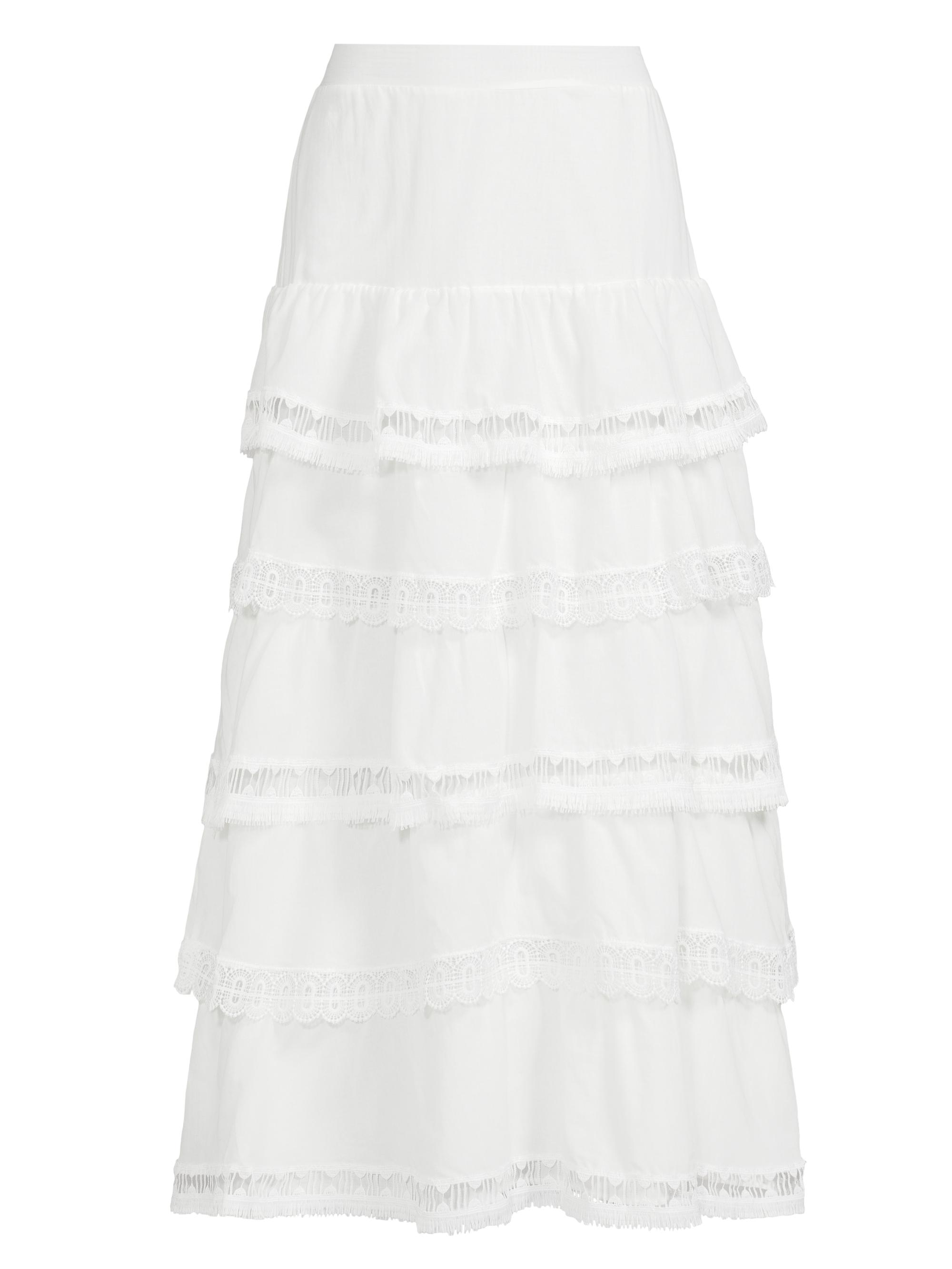 Peixoto Women's Adina Tiered Cotton & Lace Skirt - White