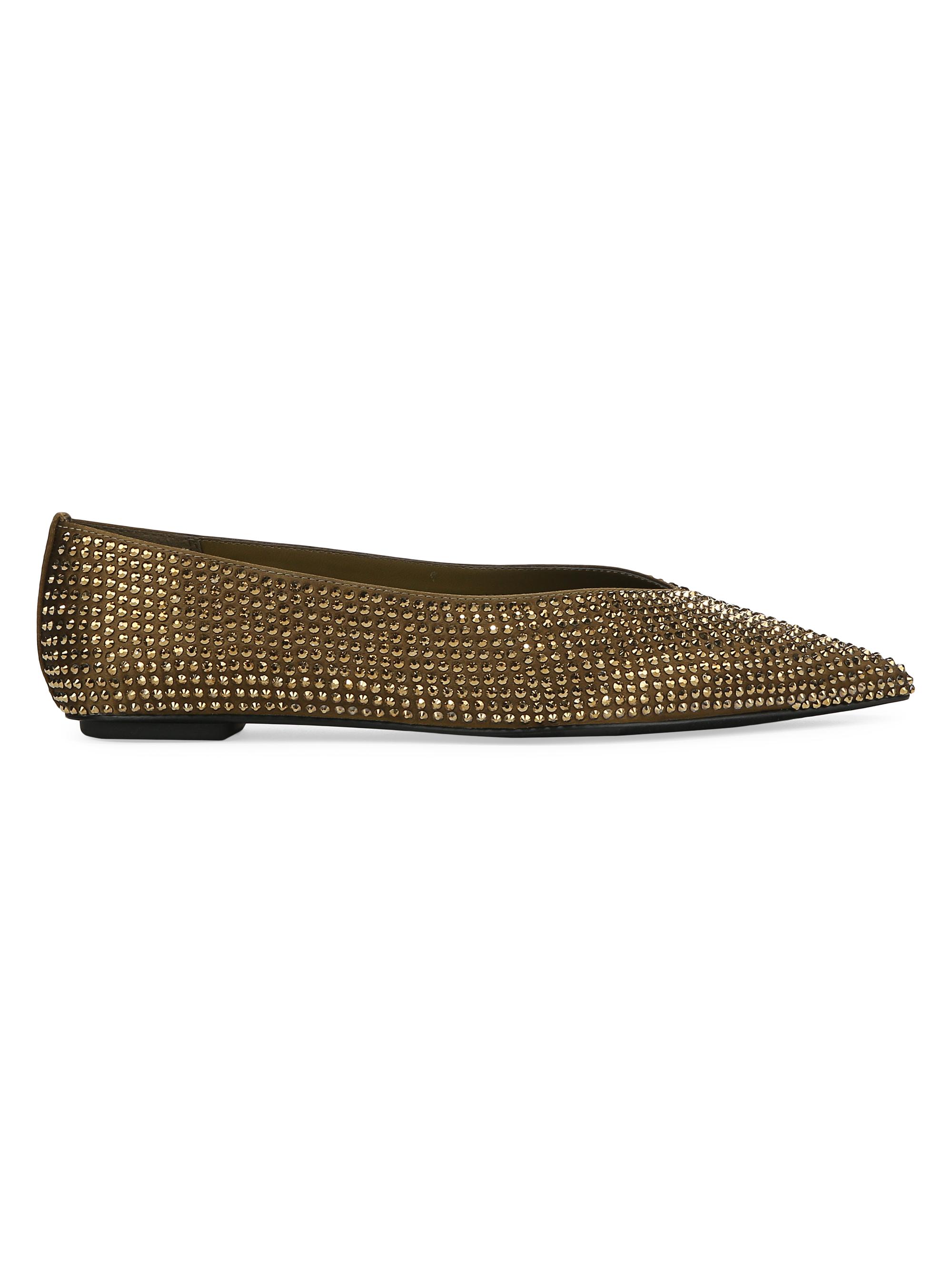 Sam Edelman Women's Nita Crystal-Embellished Point-Toe Flats - Olive
