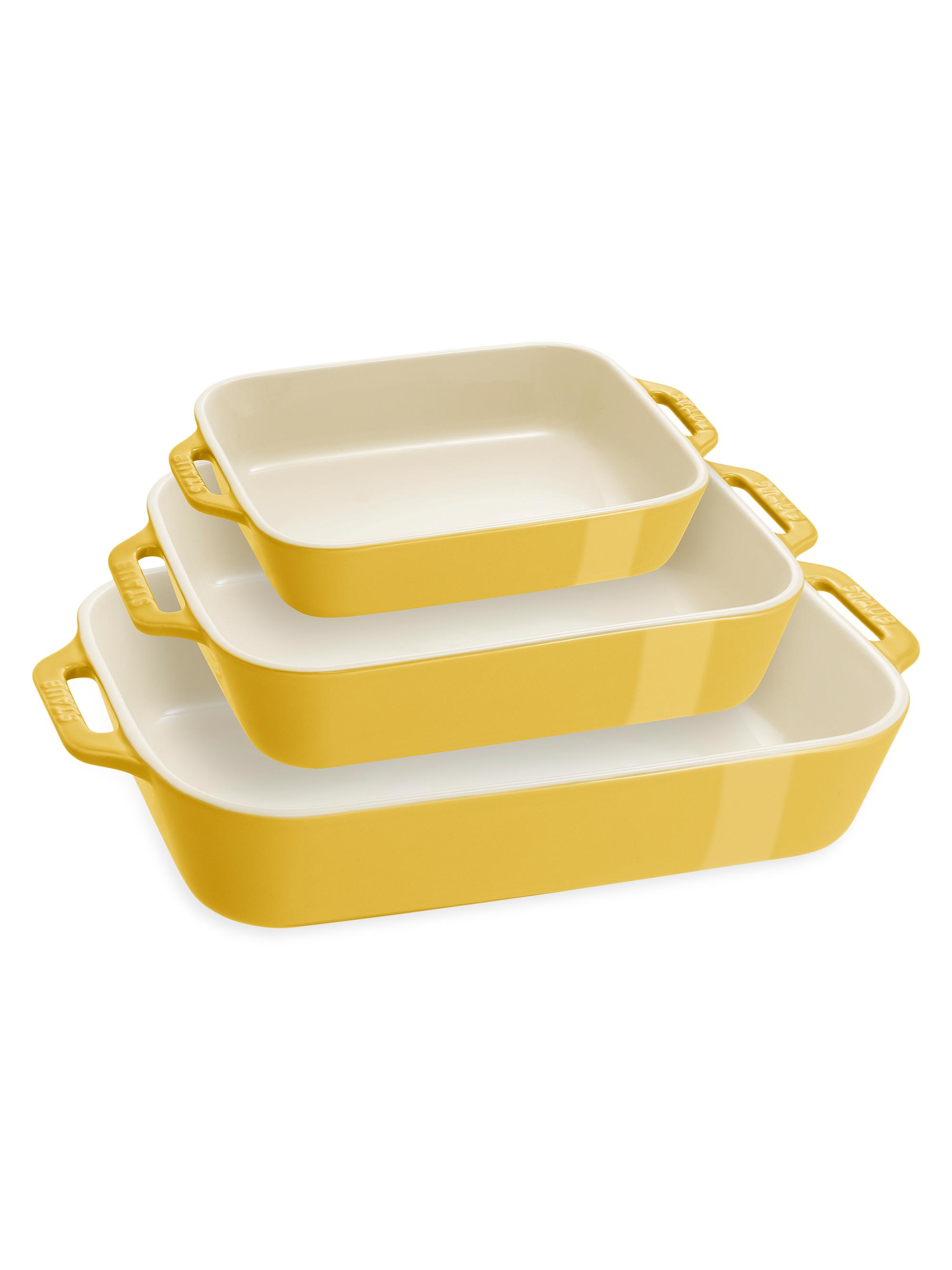 Staub Ceramic 3 Piece Rectangular Baking Dish Set - Cherry