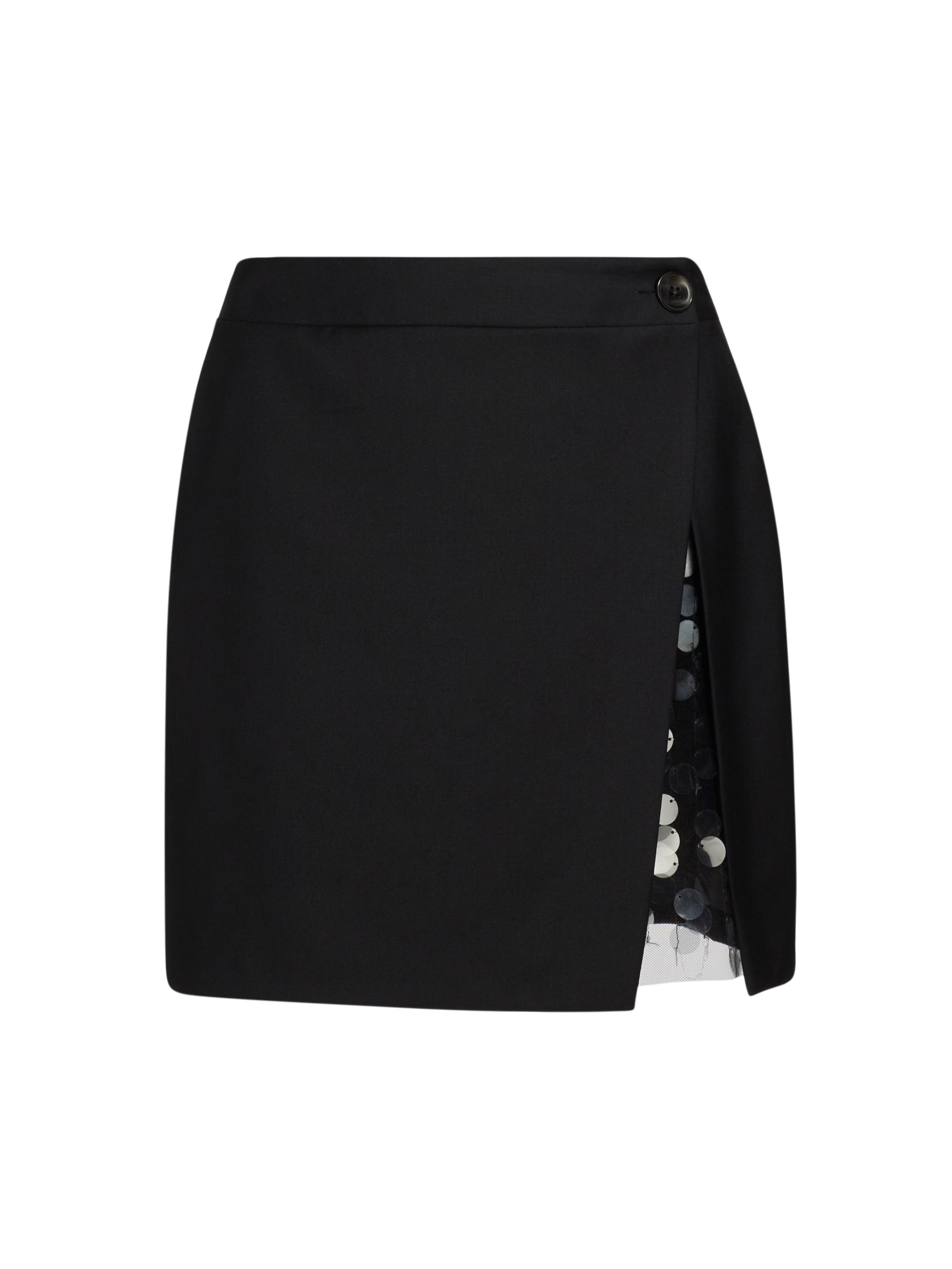 16Arlington Women's Noelia Peekaboo Crepe Miniskirt - Nero