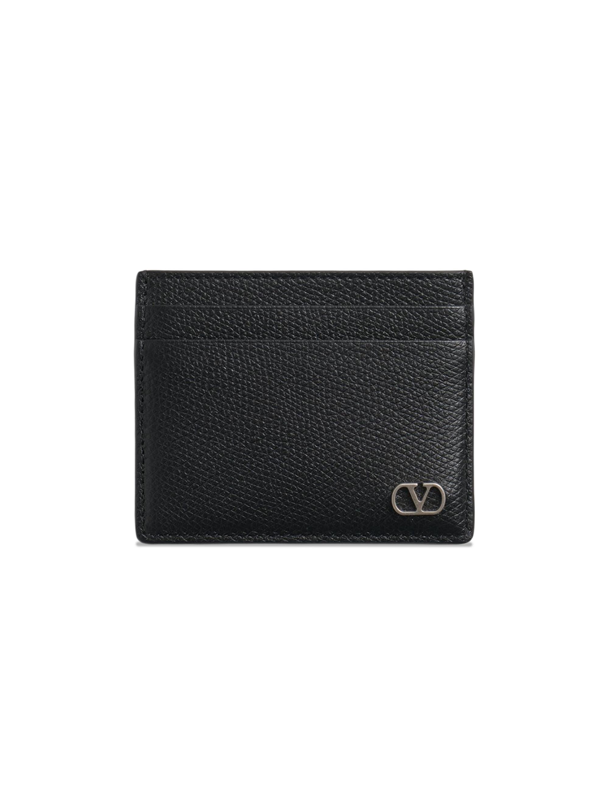 Valentino Garavani Men's VLogo Signature Grainy Calfskin Card Holder - Black