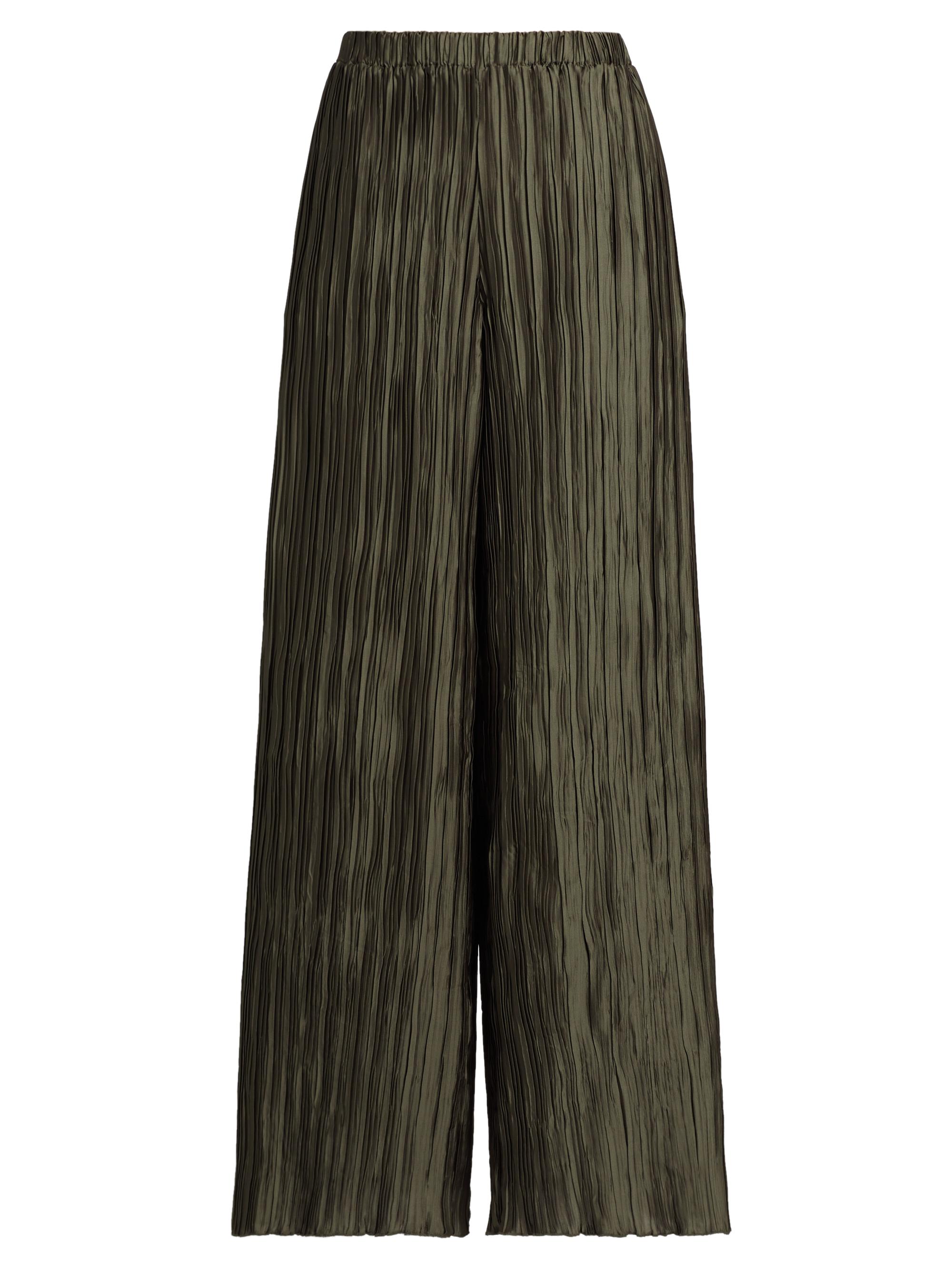 16Arlington Women's Mandrake Plissé Wide-Leg Pants - Verde Pino