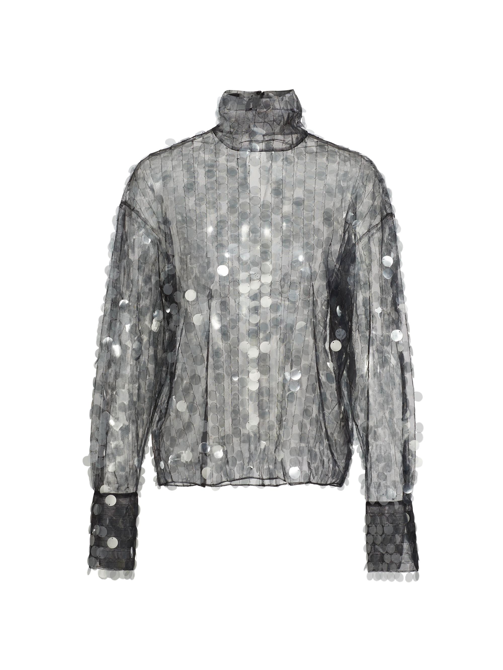 16Arlington Women's Olall Paillettes Turtleneck Top - Ghiaccio Nero