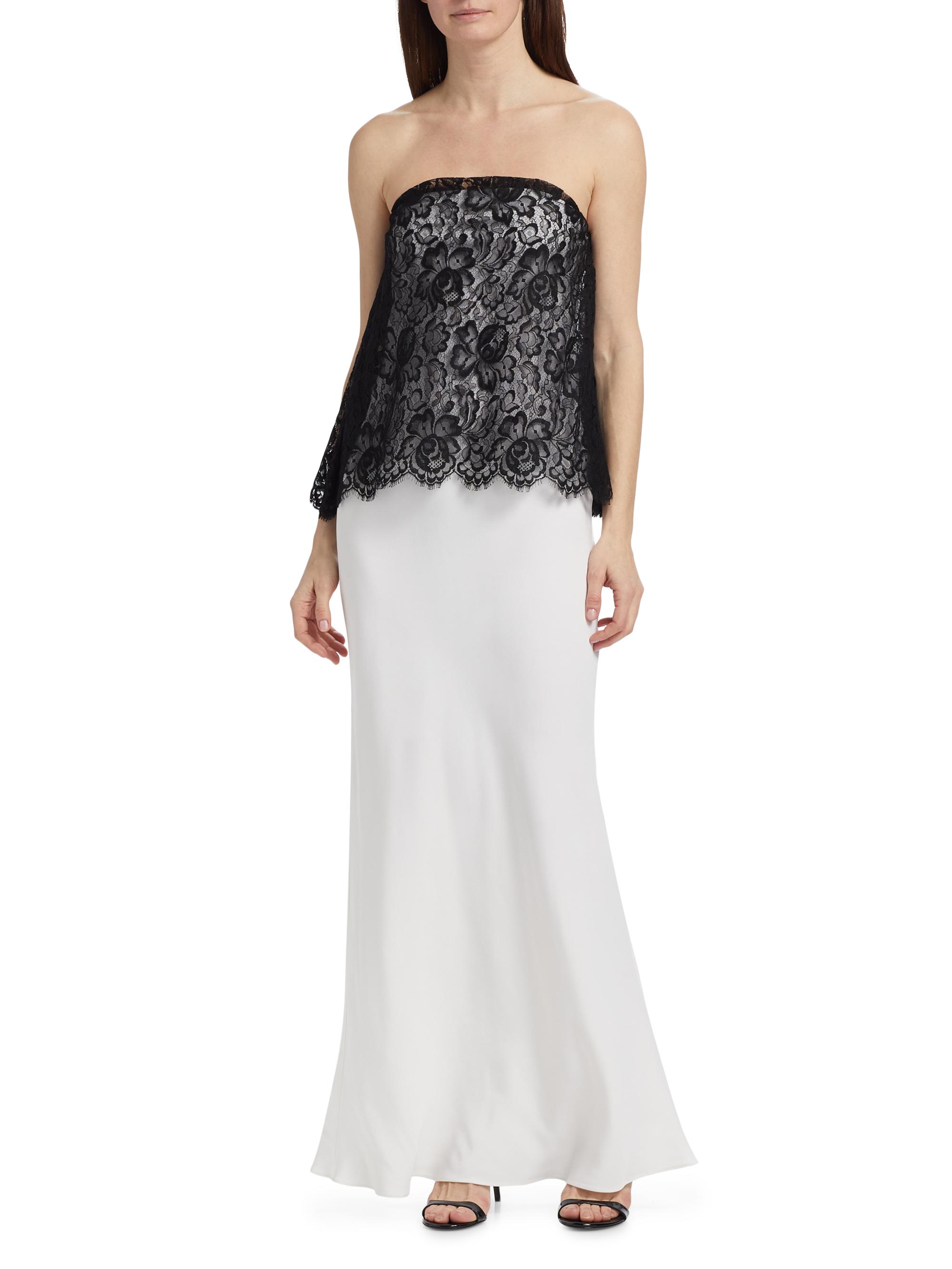 rodarte white lace dress White Silk Satin Dress With Beaded Tulle And Lace Trim Detail
