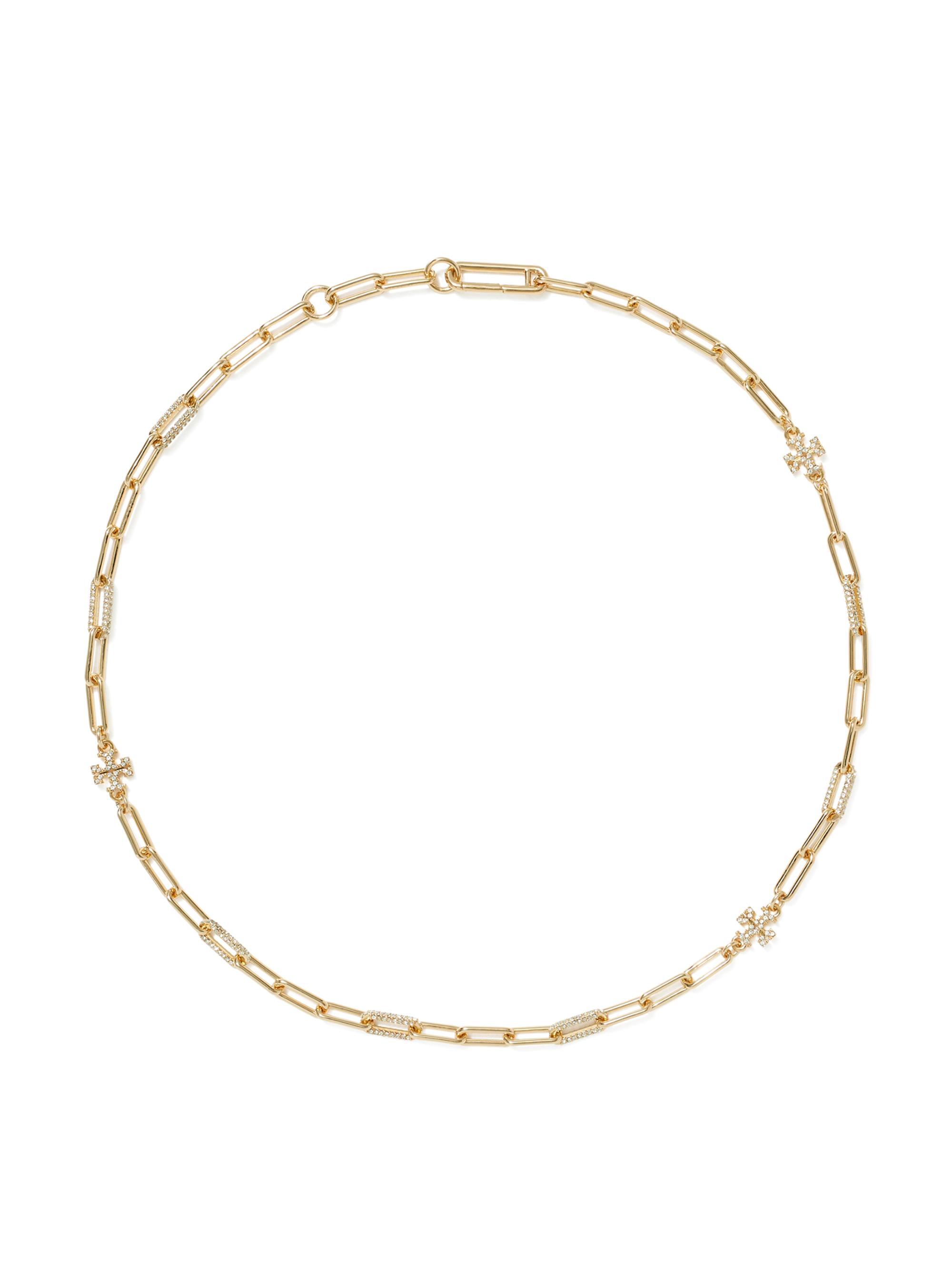 Tory Burch Women's Good Luck 18K-Gold-Plated & Cubic Zirconia Pavé Necklace - Tory Gold Crystal