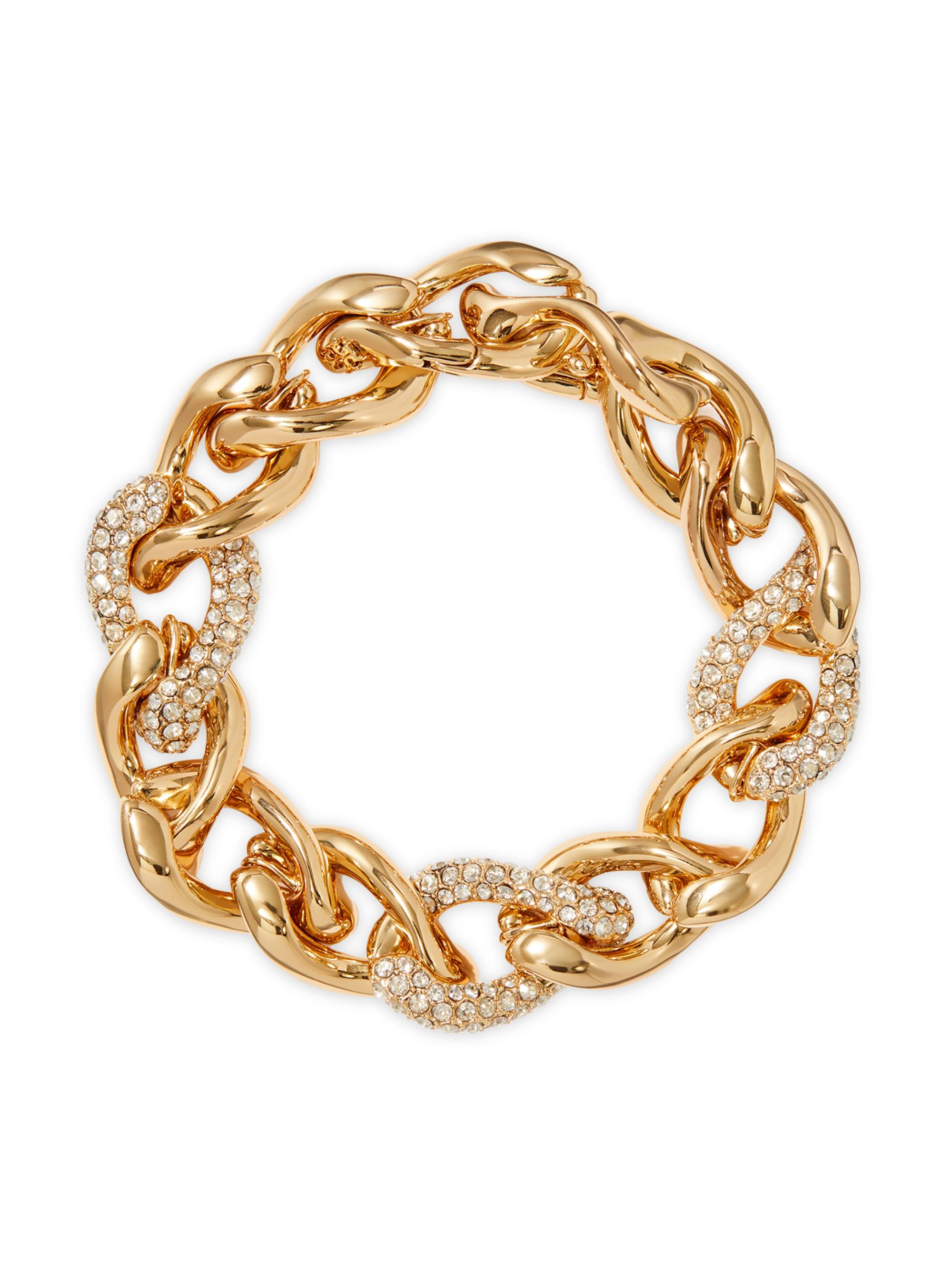 Tory Burch Women's Wishbone 18K-Gold-Plated & Cubic Zirconia Pavé Bracelet - Tory Gold Crystal