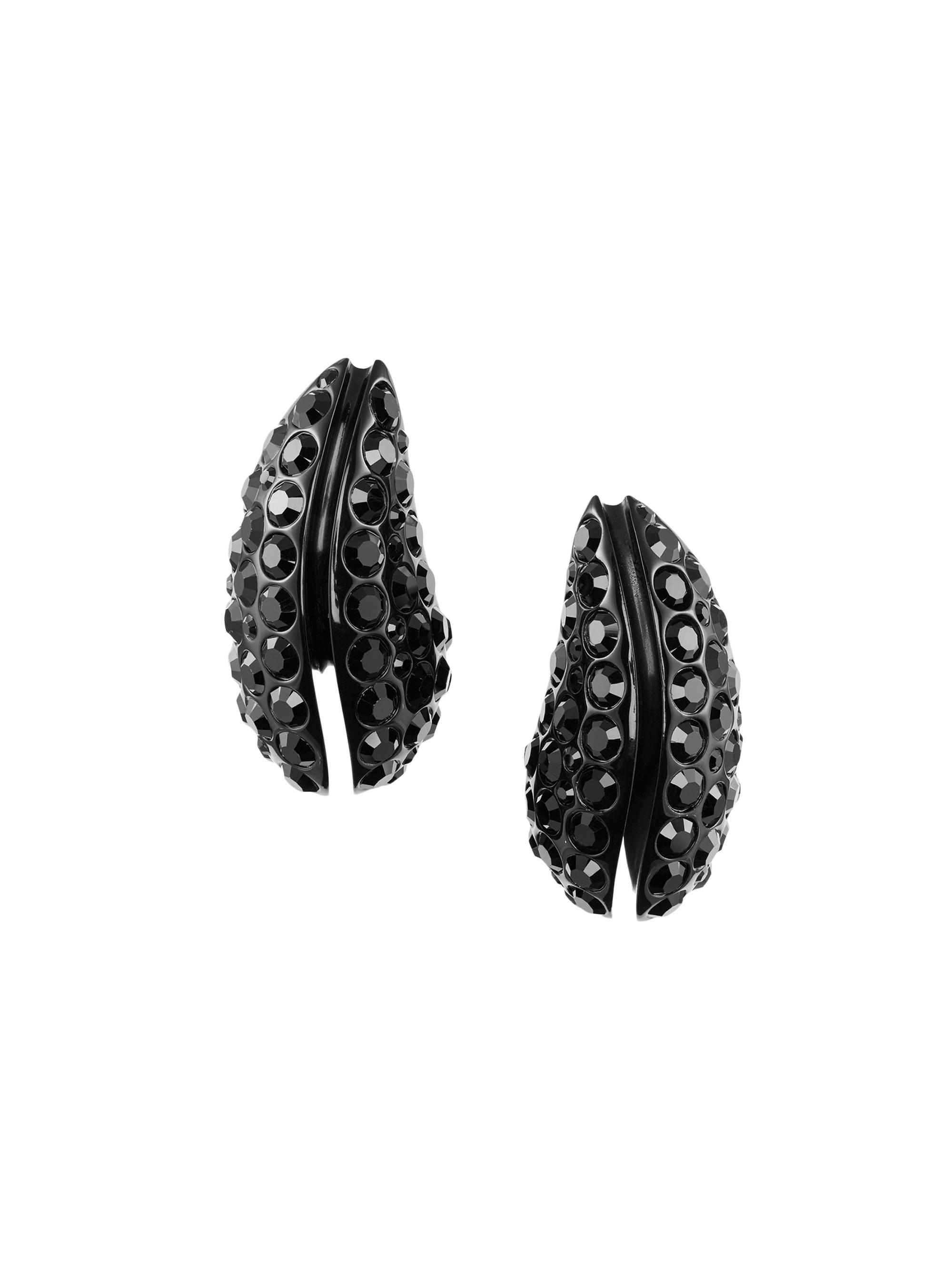 Tory Burch Women's Wave Black Cubic Zirconia Drop Earrings - Black