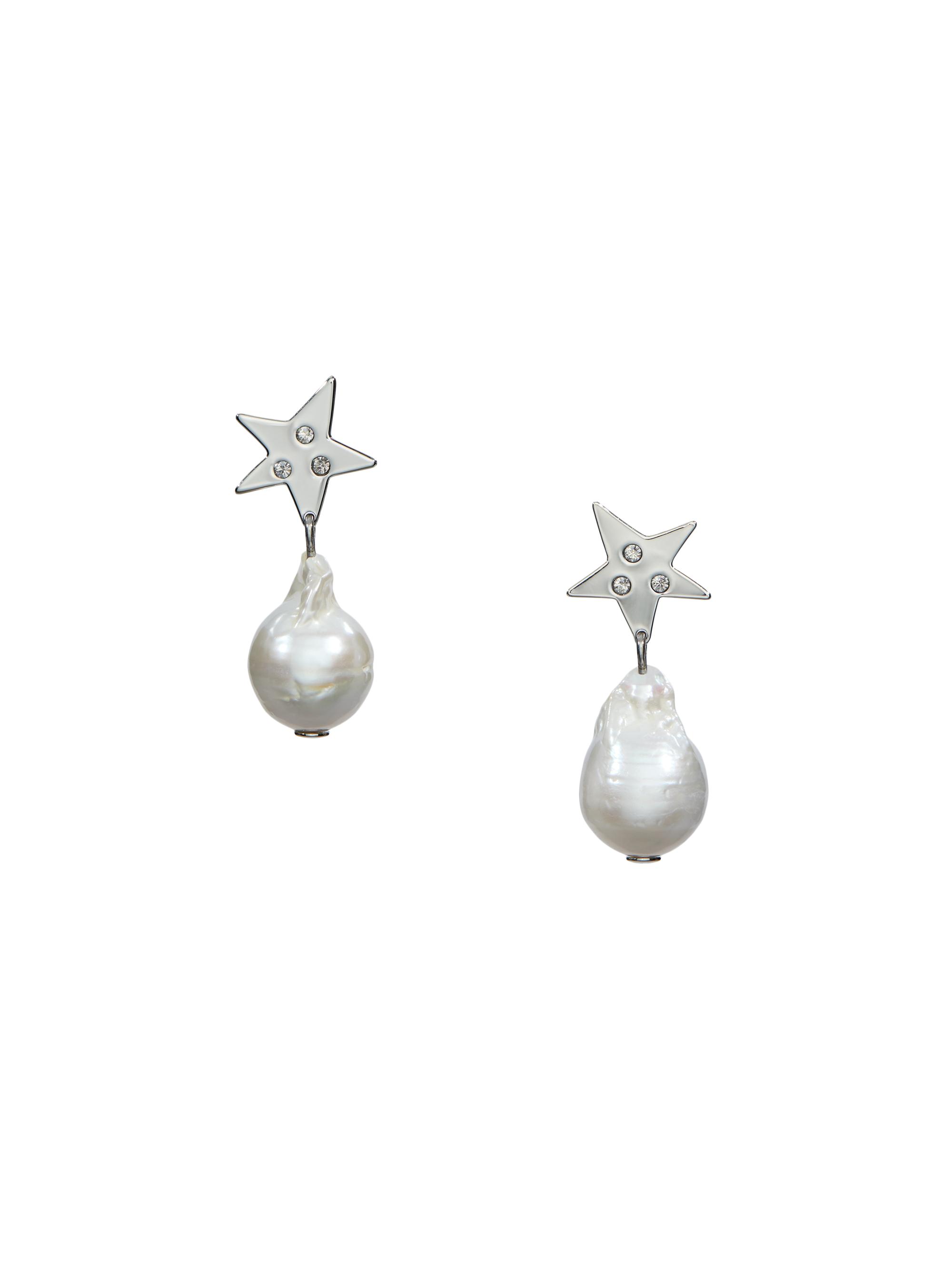 Tory Burch Women's Star Silvertone & Cultured Pearl Drop Earrings - Tory Silver Pearl Crystal