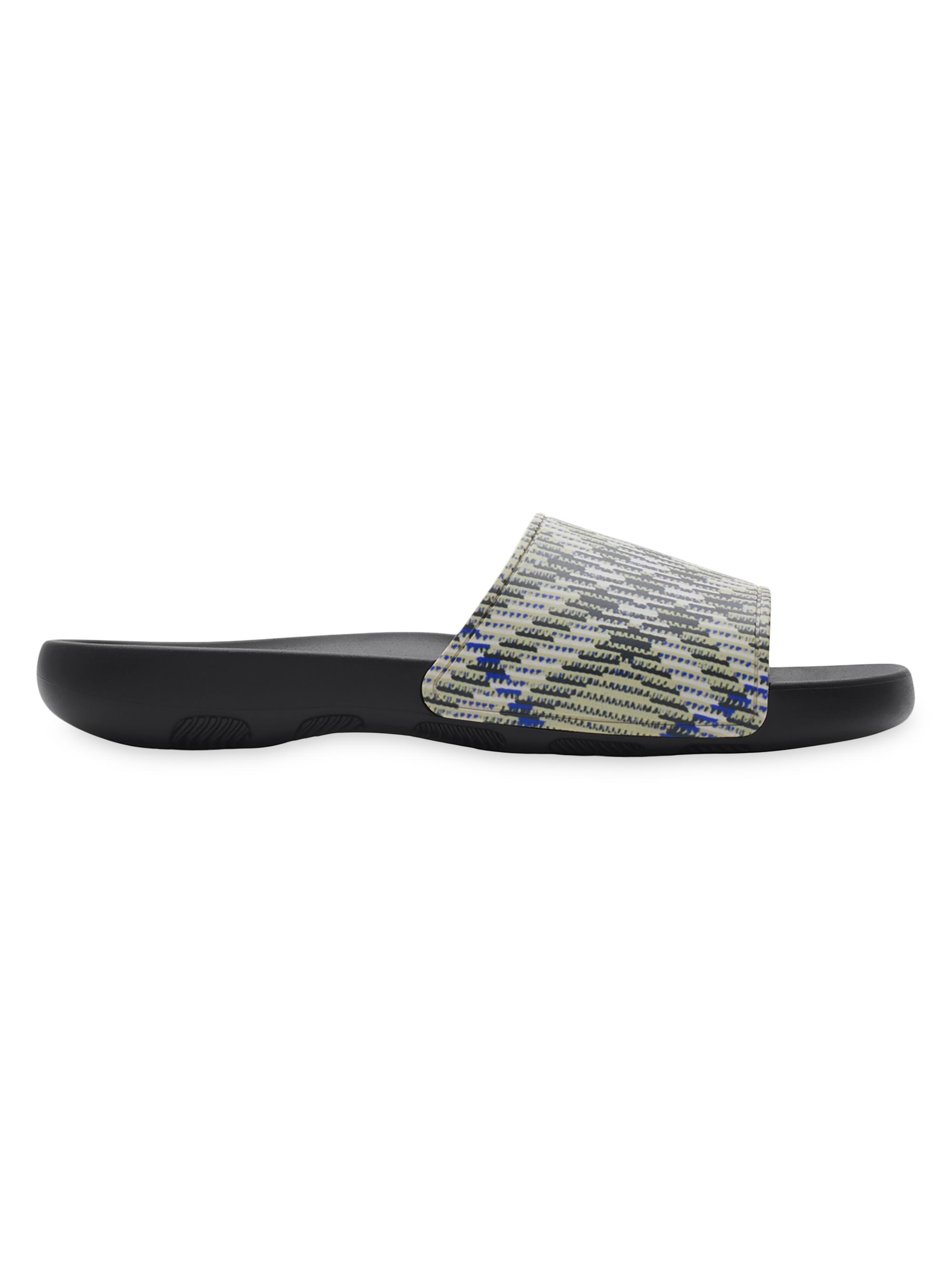 Burberry Men's Check Dive Slides - Lichen Check  Sandals