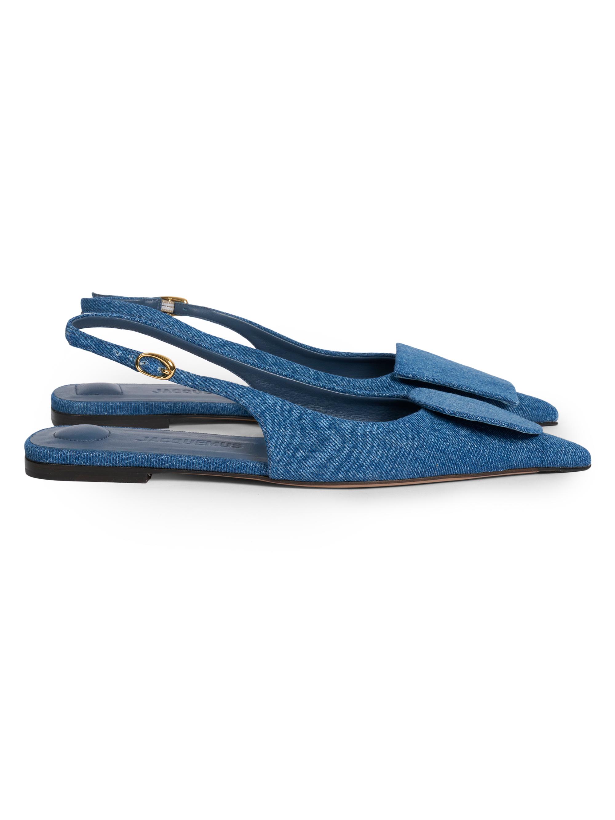 Jacquemus Women's Duelo Cotton Slingback Flats - Blue