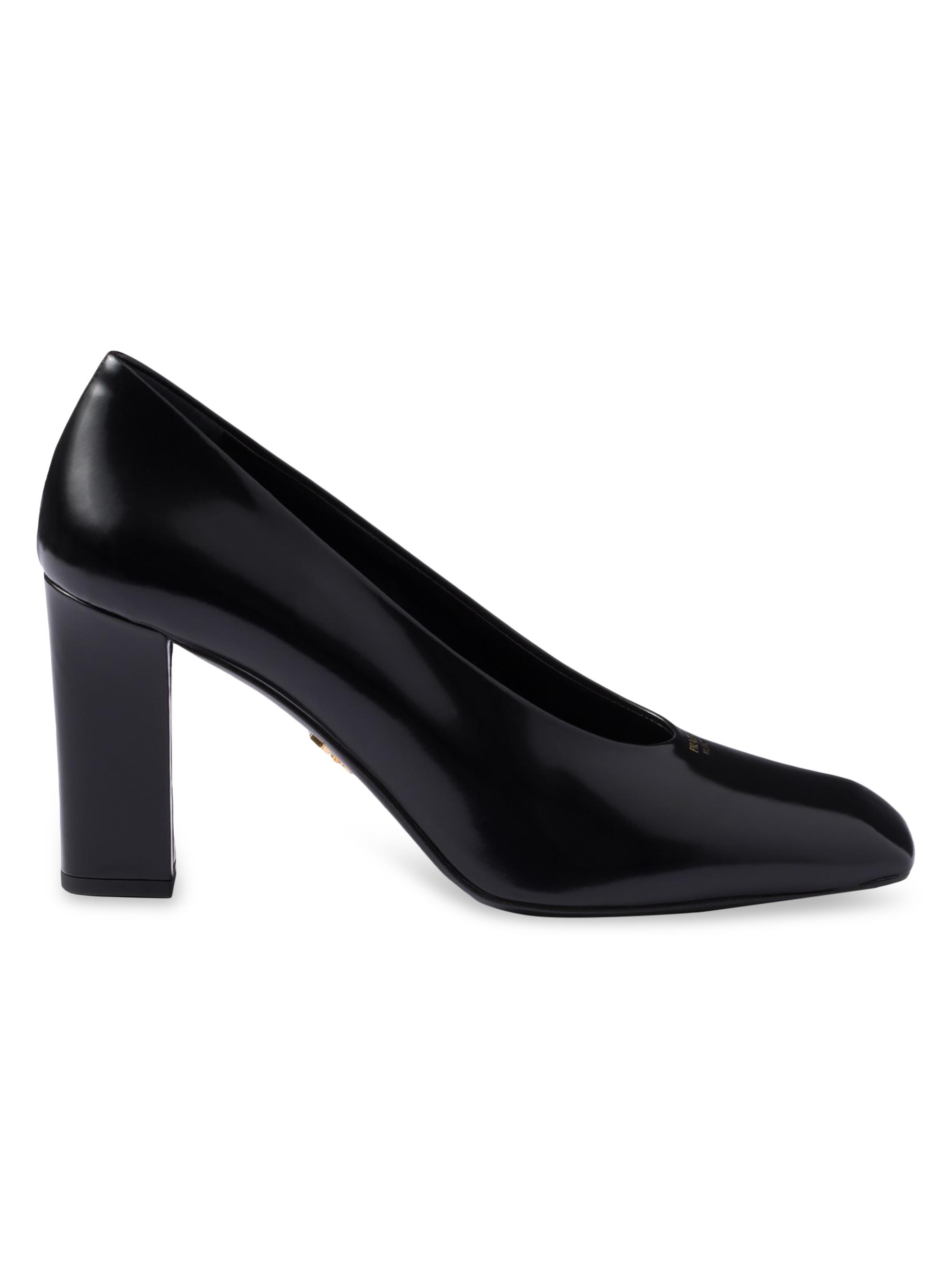 Prada Women's Brushed Leather Pumps - Black