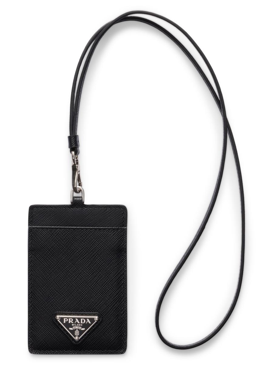 Prada Saffiano Leather Badge Holder | Saks Fifth Avenue