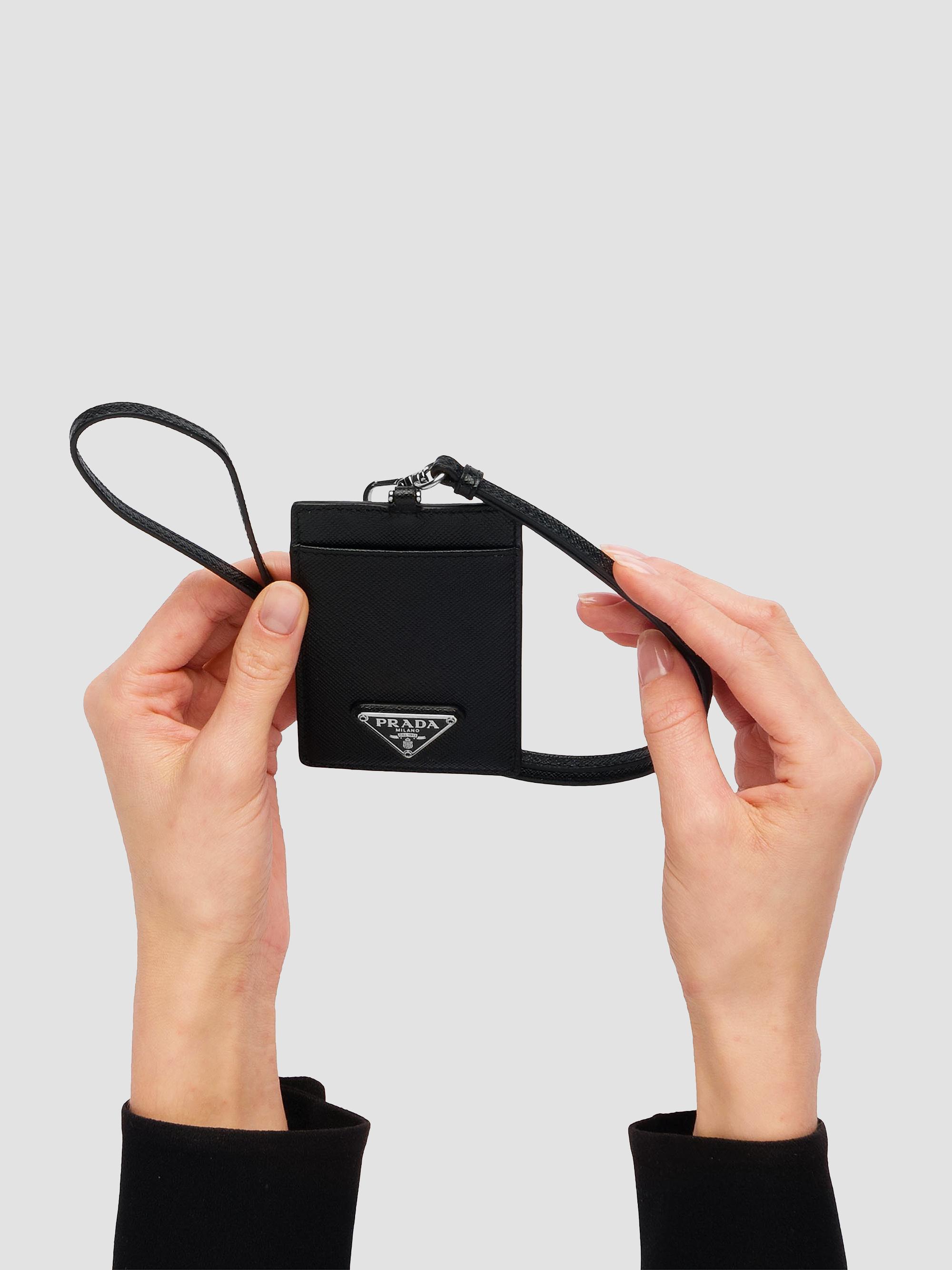 Prada Saffiano Leather Badge Holder | Saks Fifth Avenue