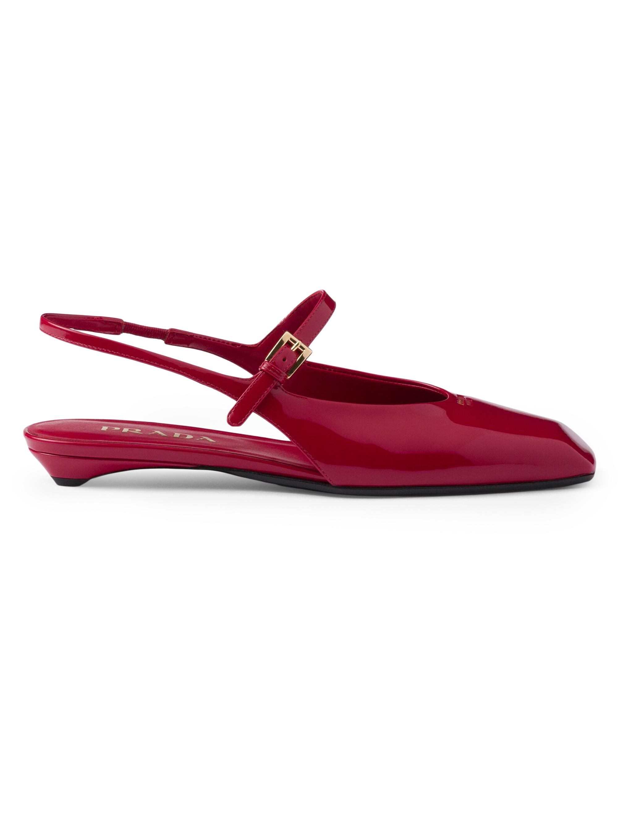 Prada Women's Patent Leather Slingback Ballerinas - Red