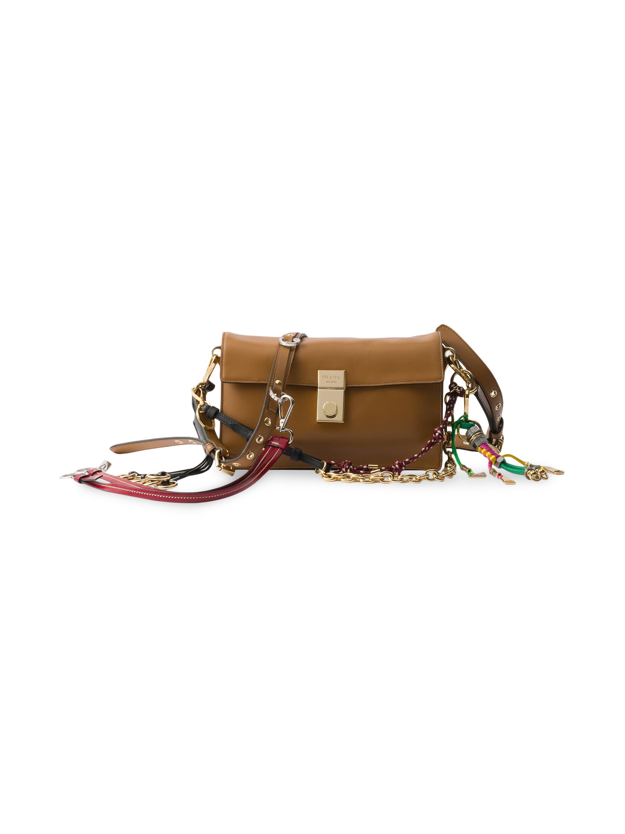 Prada Women's  Soft Sound  Leather Shoulder Bag - Brown