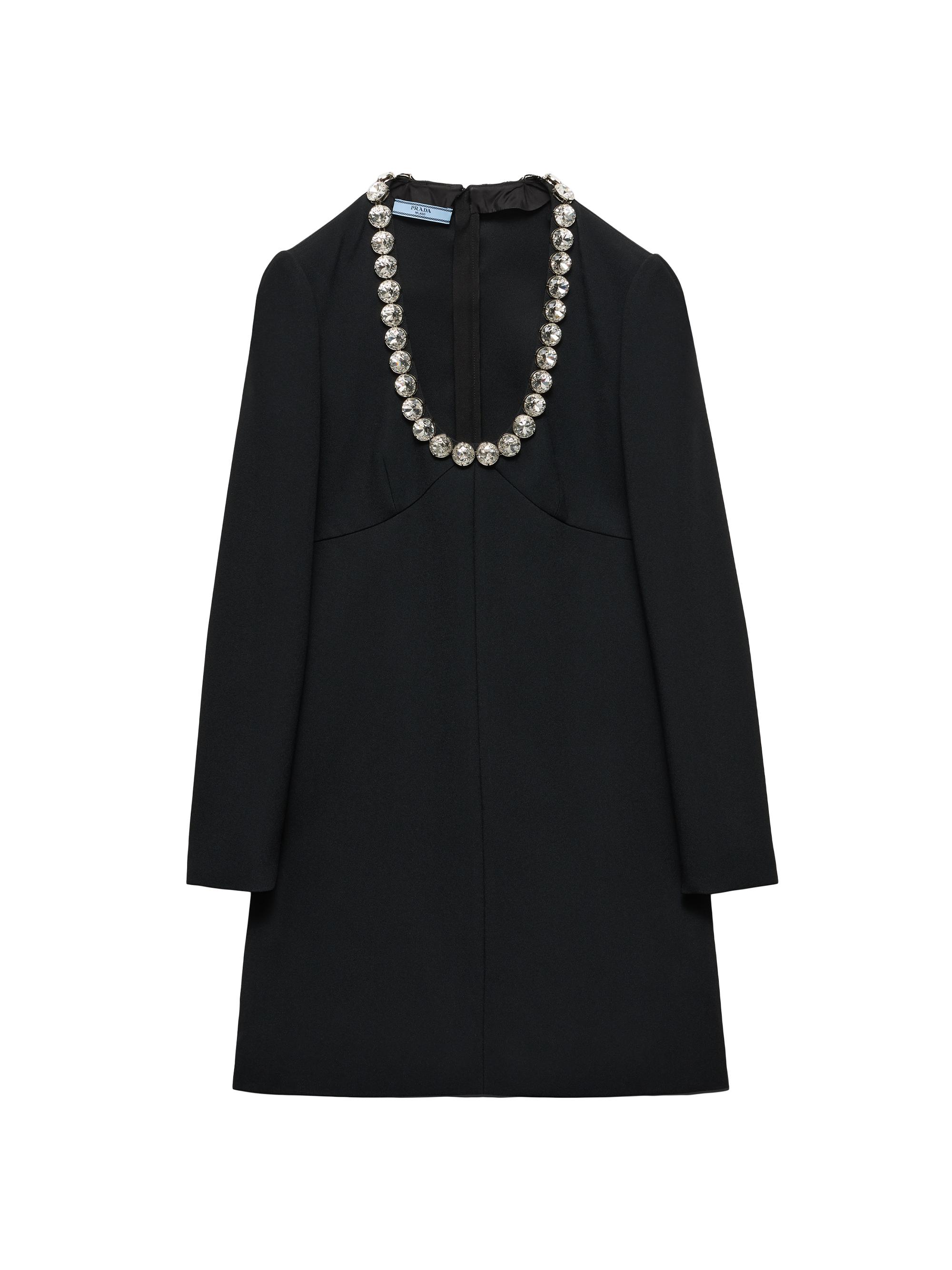 Prada Women's Embroidered Sable Compact Short Dress - Black