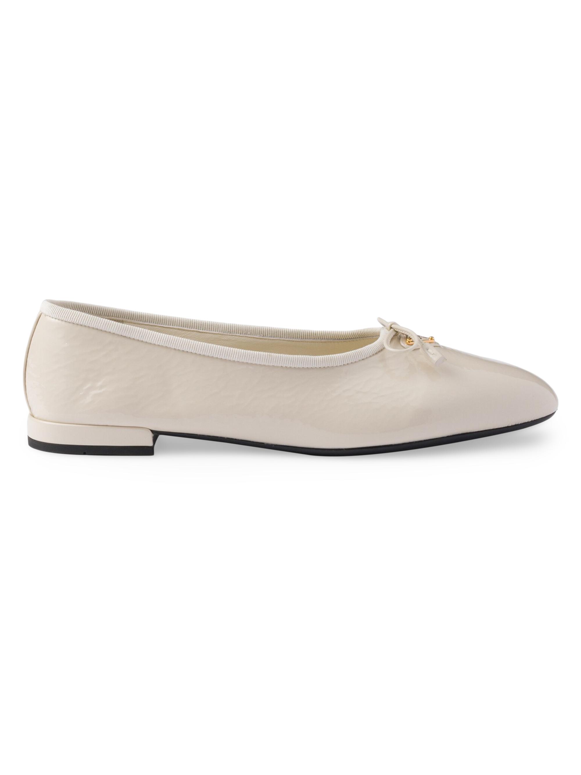 Prada Women's Patent Leather Ballerinas - Beige Khaki